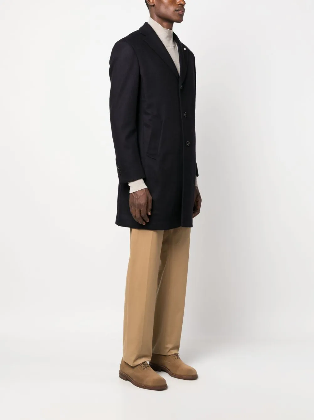 cappotto monopetto blu navy