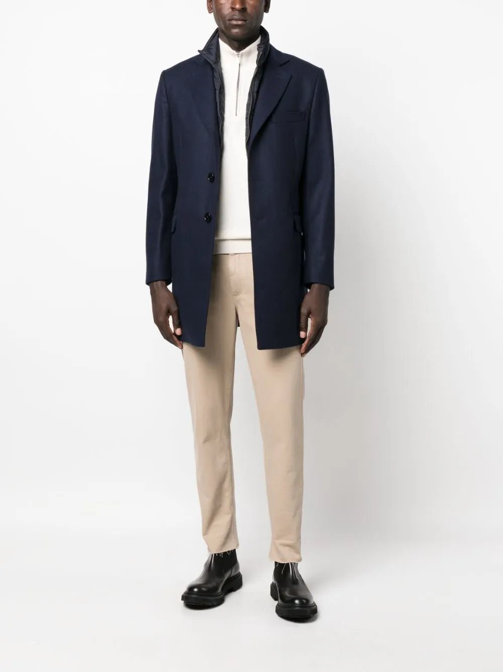 cappotto monopetto blu