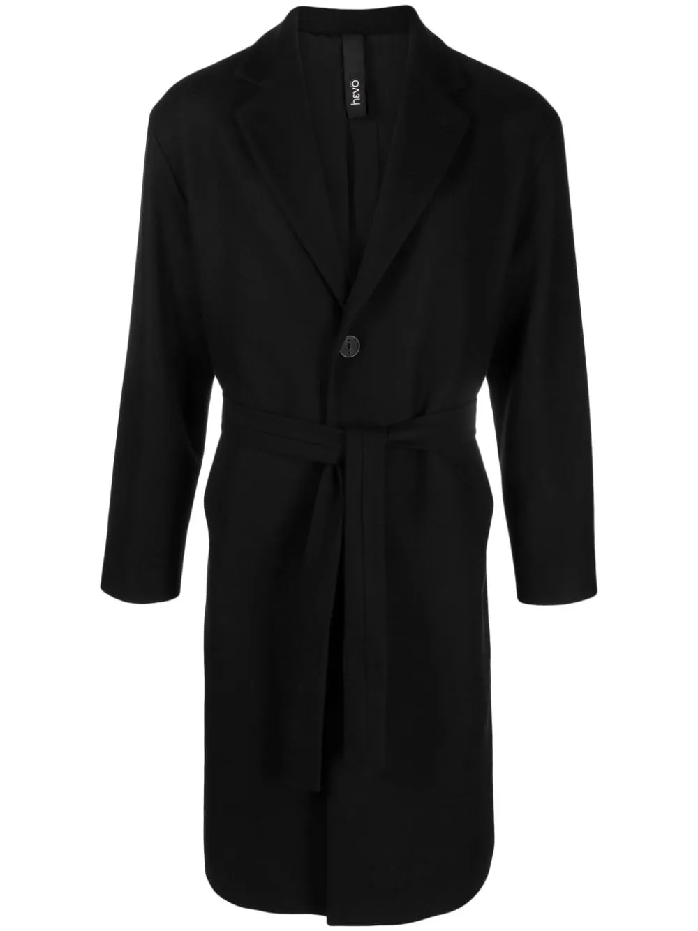cappotto monopetto nero con cintura