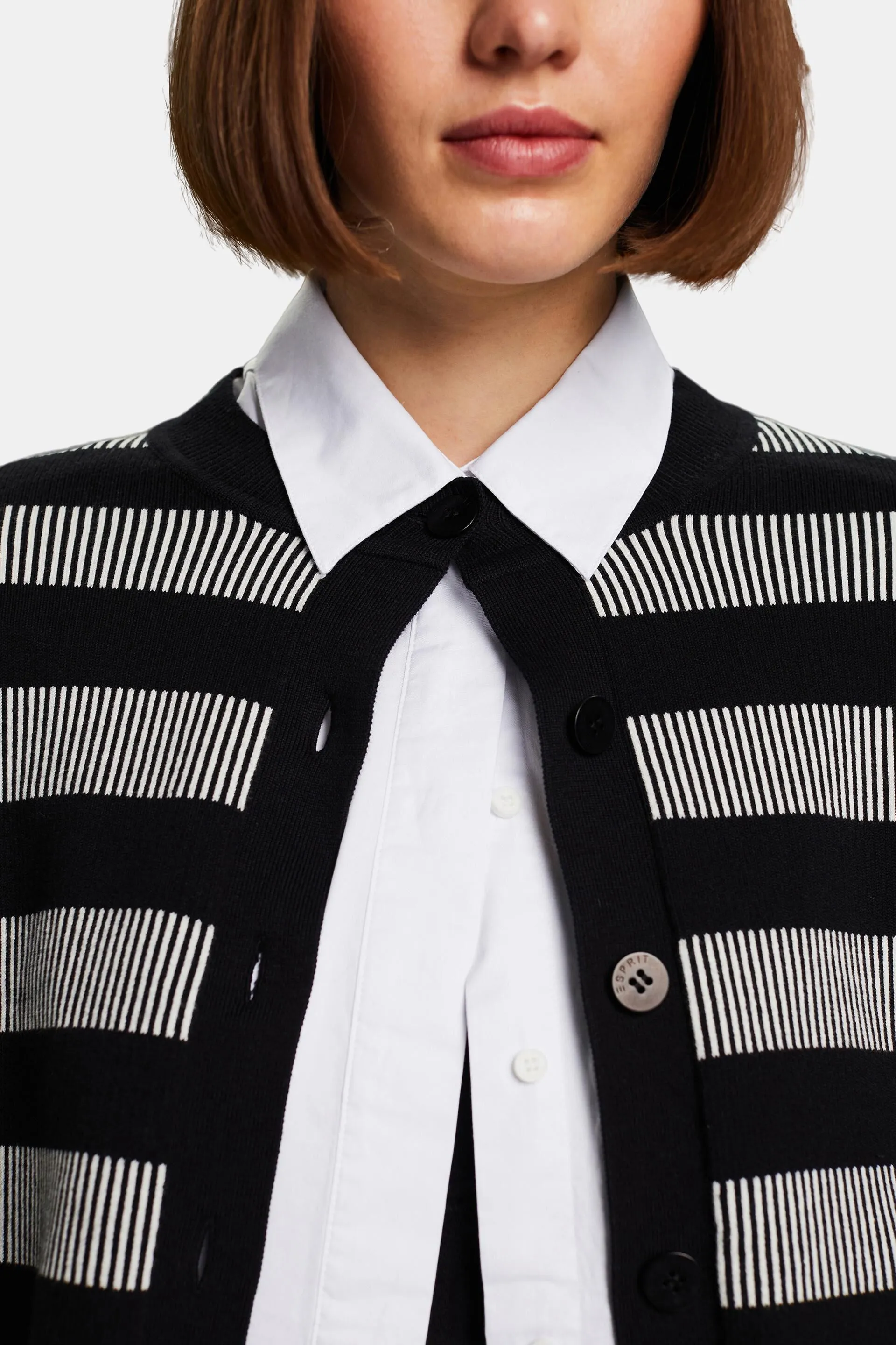 Cardigan cropped a righe jacquard