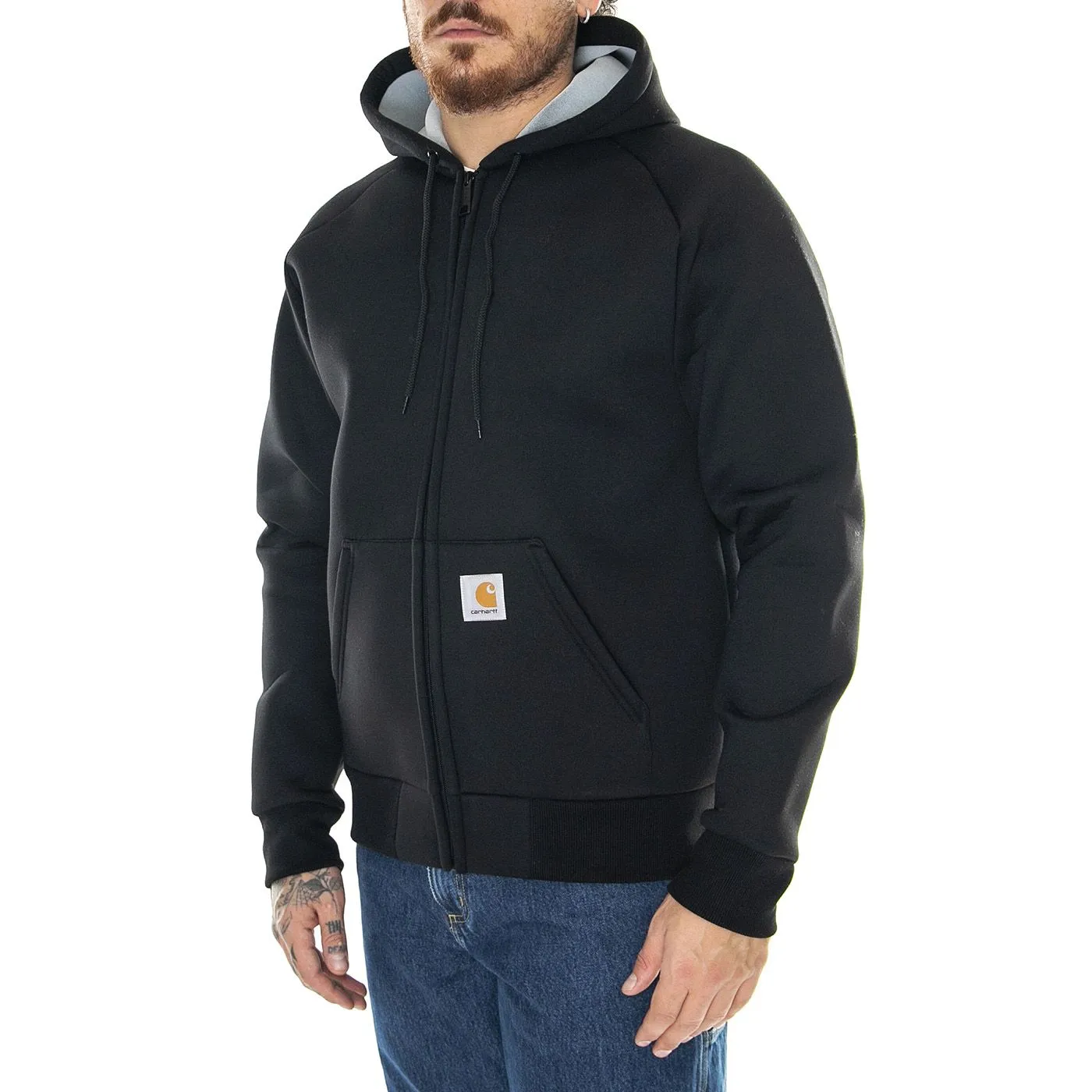 CARHARTT WIP Car-Lux Hooded Jacket Black / Grey - Giacca Invernale Uomo Nera    