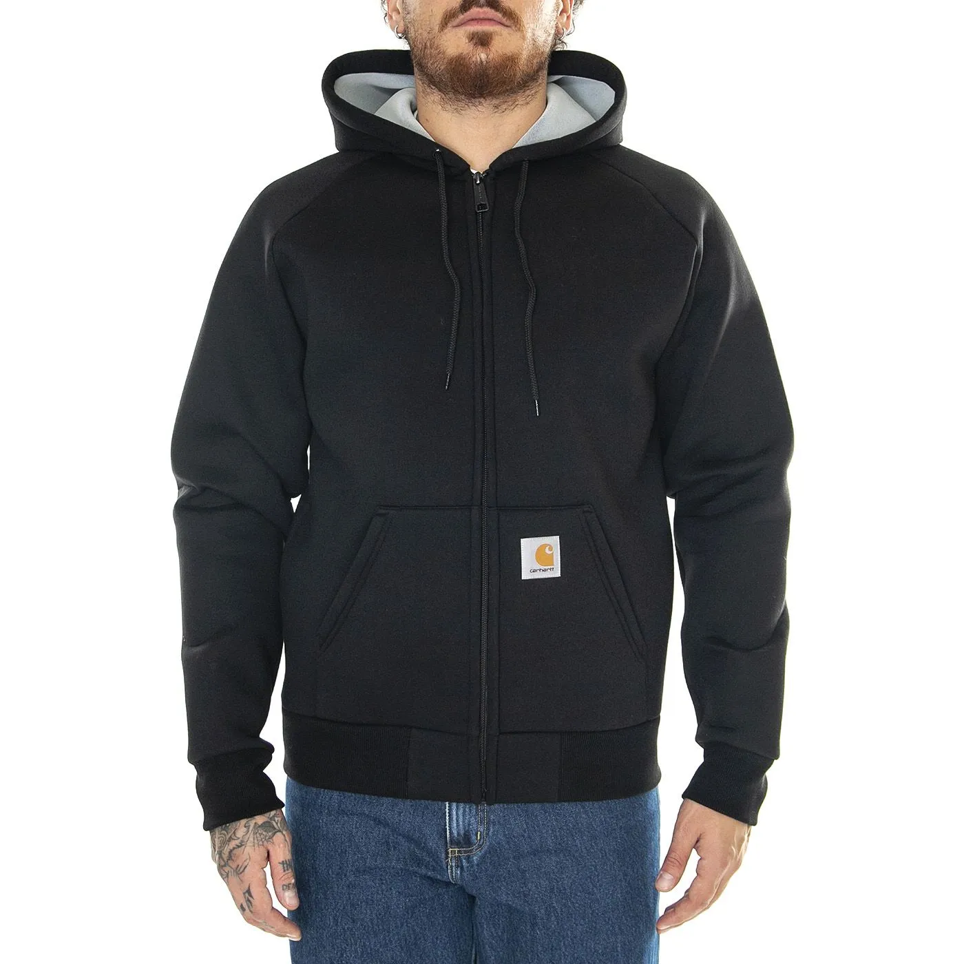 CARHARTT WIP Car-Lux Hooded Jacket Black / Grey - Giacca Invernale Uomo Nera    