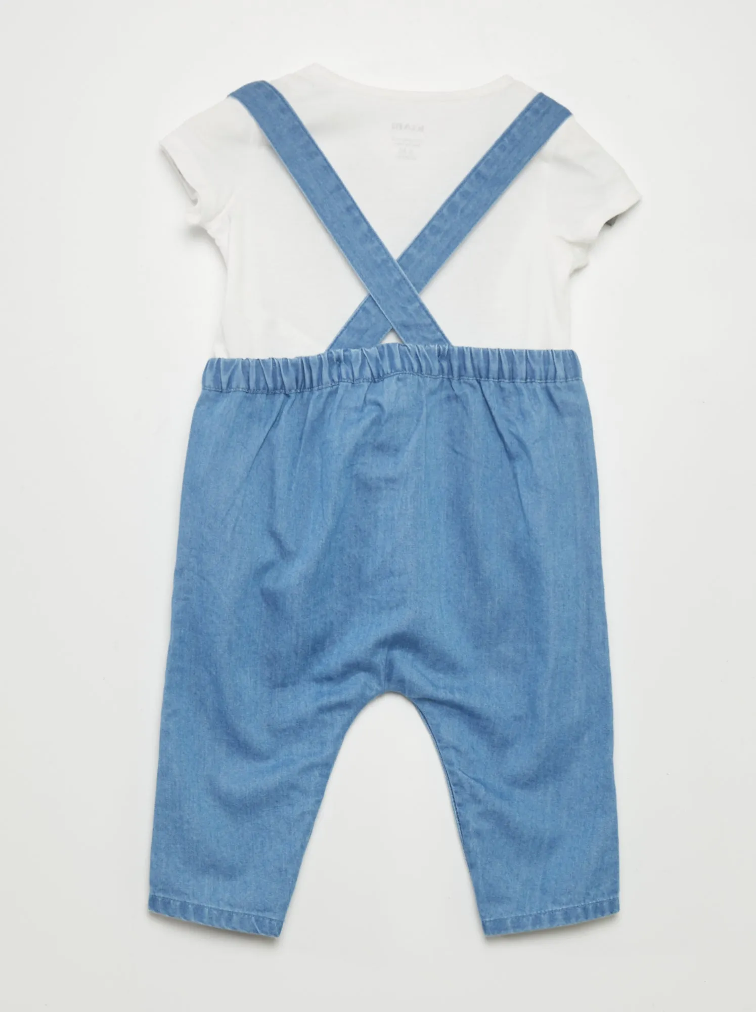 Completo body + salopette in denim - BIANCO