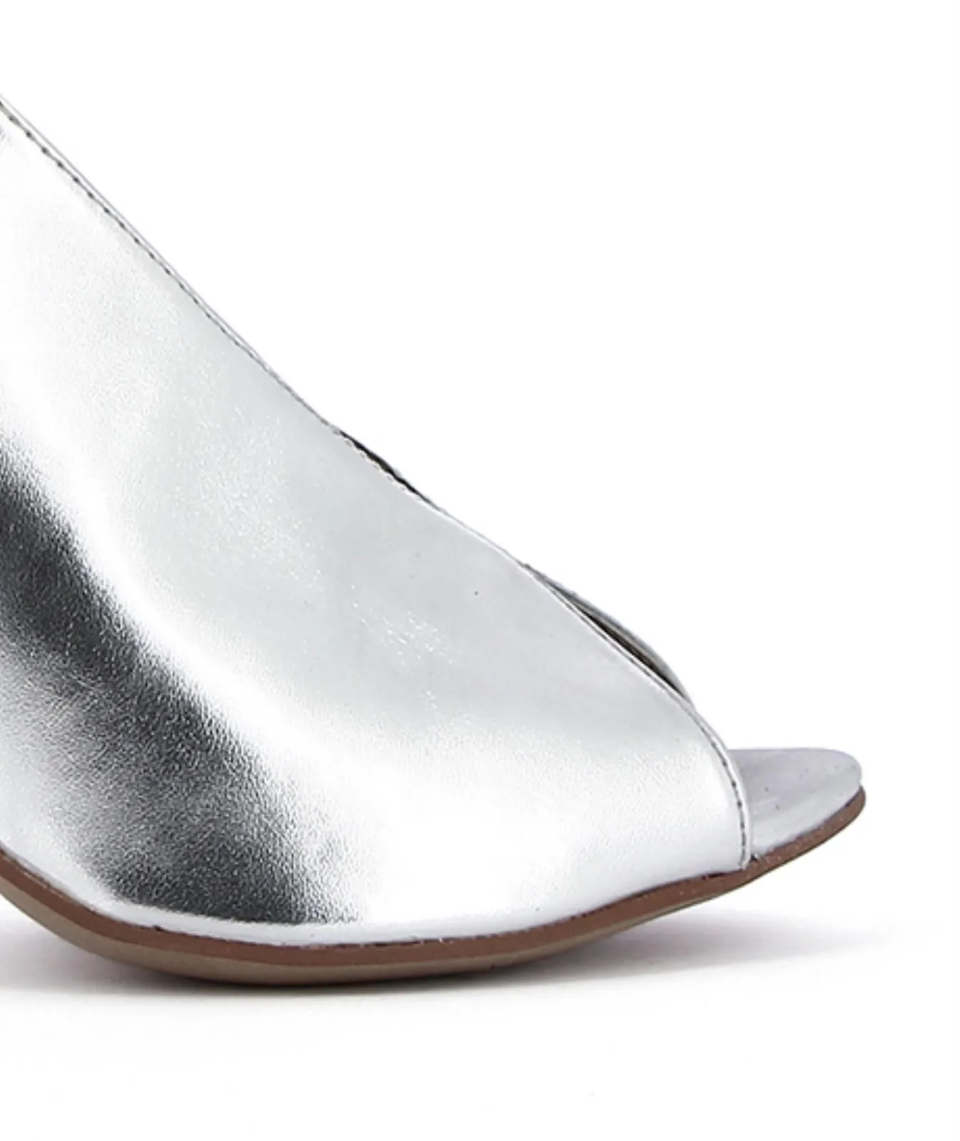 Decolletè argento laminati in pelle con tacco alto