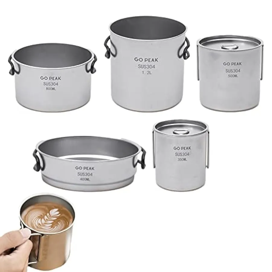 delr Set pentole da Campeggio in Acciaio Inossidabile – Pentola da Campeggio Portatile | Kit Pasticcio per pentole da Campeggio,
