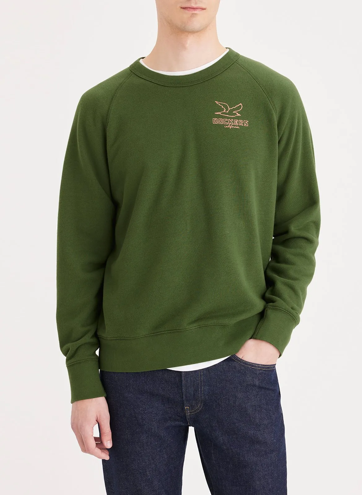  DOCKERS   Felpa a girocollo regular fit serigrafata in misto cotone | Verde