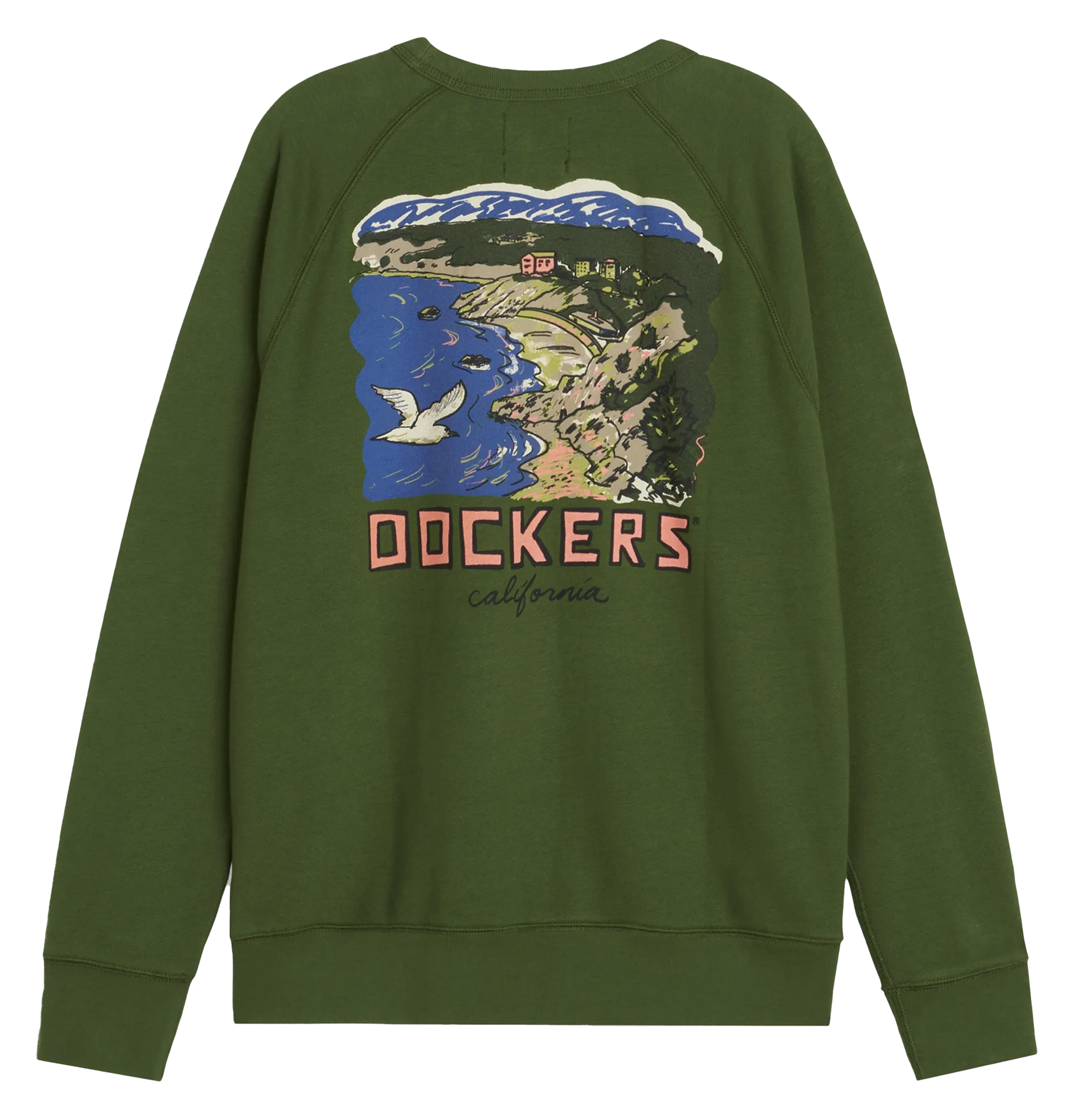  DOCKERS   Felpa a girocollo regular fit serigrafata in misto cotone | Verde