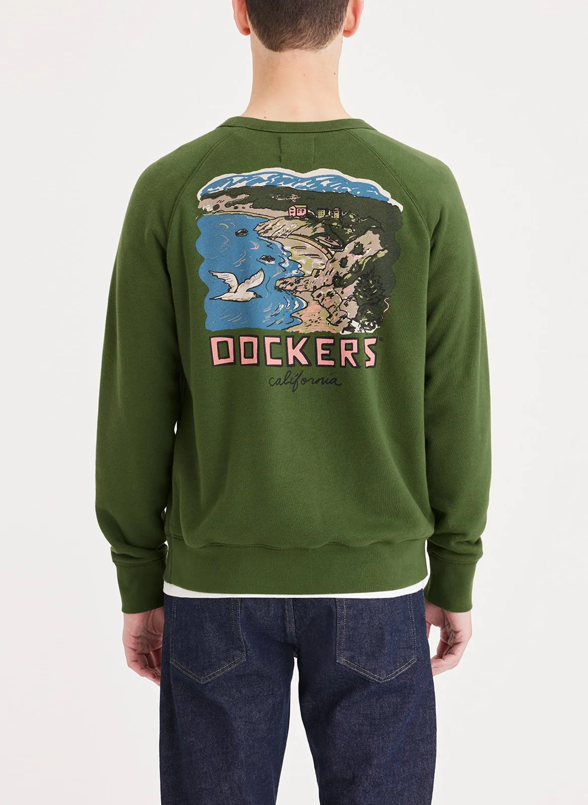  DOCKERS   Felpa a girocollo regular fit serigrafata in misto cotone | Verde