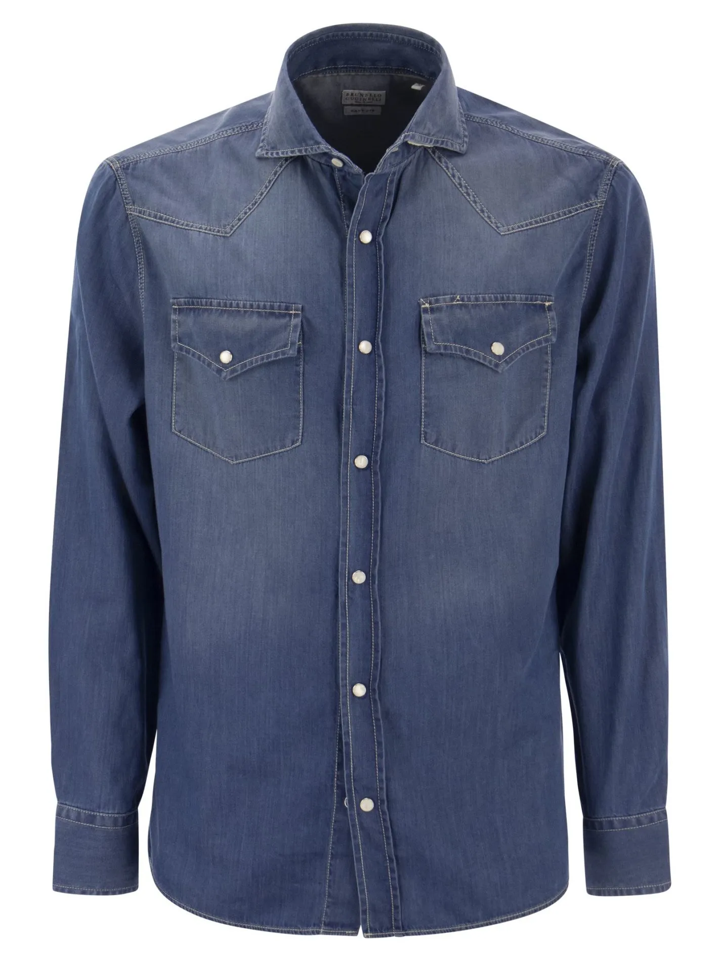 Easy fit shirt in light denim with press studs