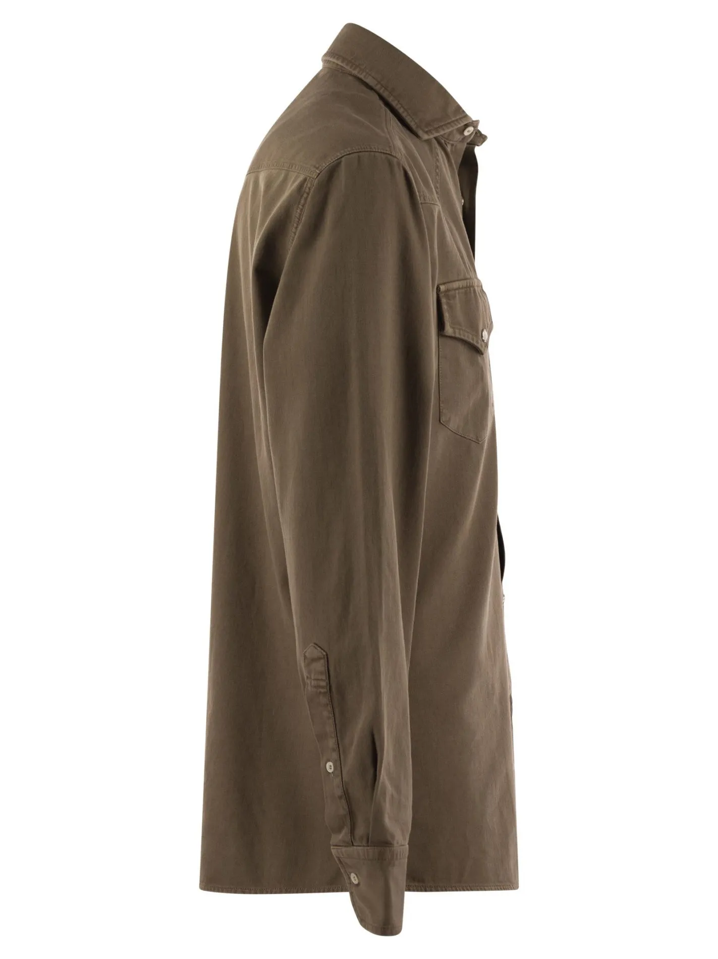 Easy-fit shirt in light garment-dyed denim with press studs, epaulettes and pockets