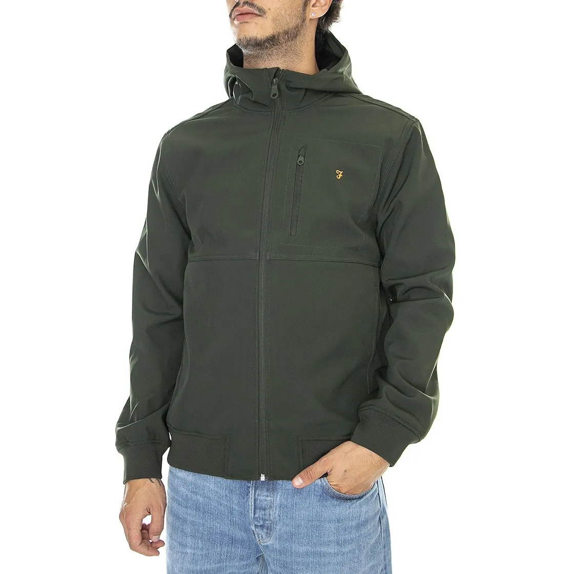 Farah Rudd Softshell Evergreen - Giacca Invernale con Cappuccio Uomo Verde    
