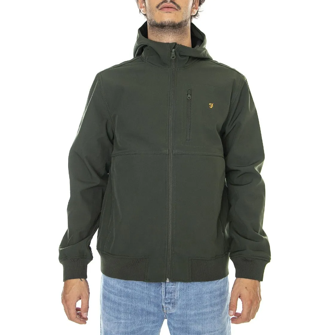 Farah Rudd Softshell Evergreen - Giacca Invernale con Cappuccio Uomo Verde    