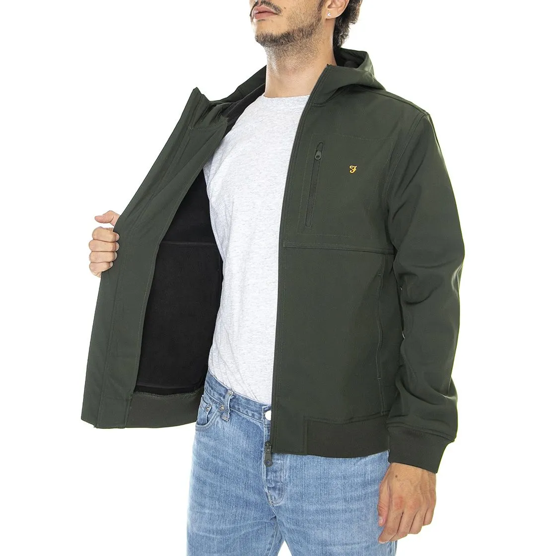 Farah Rudd Softshell Evergreen - Giacca Invernale con Cappuccio Uomo Verde    