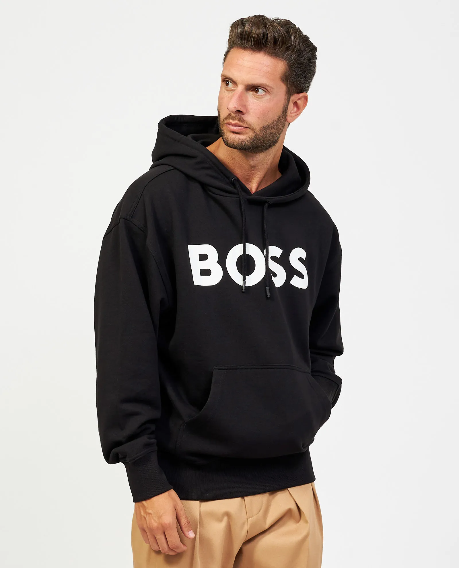 Felpa con cappuccio Boss in french terry