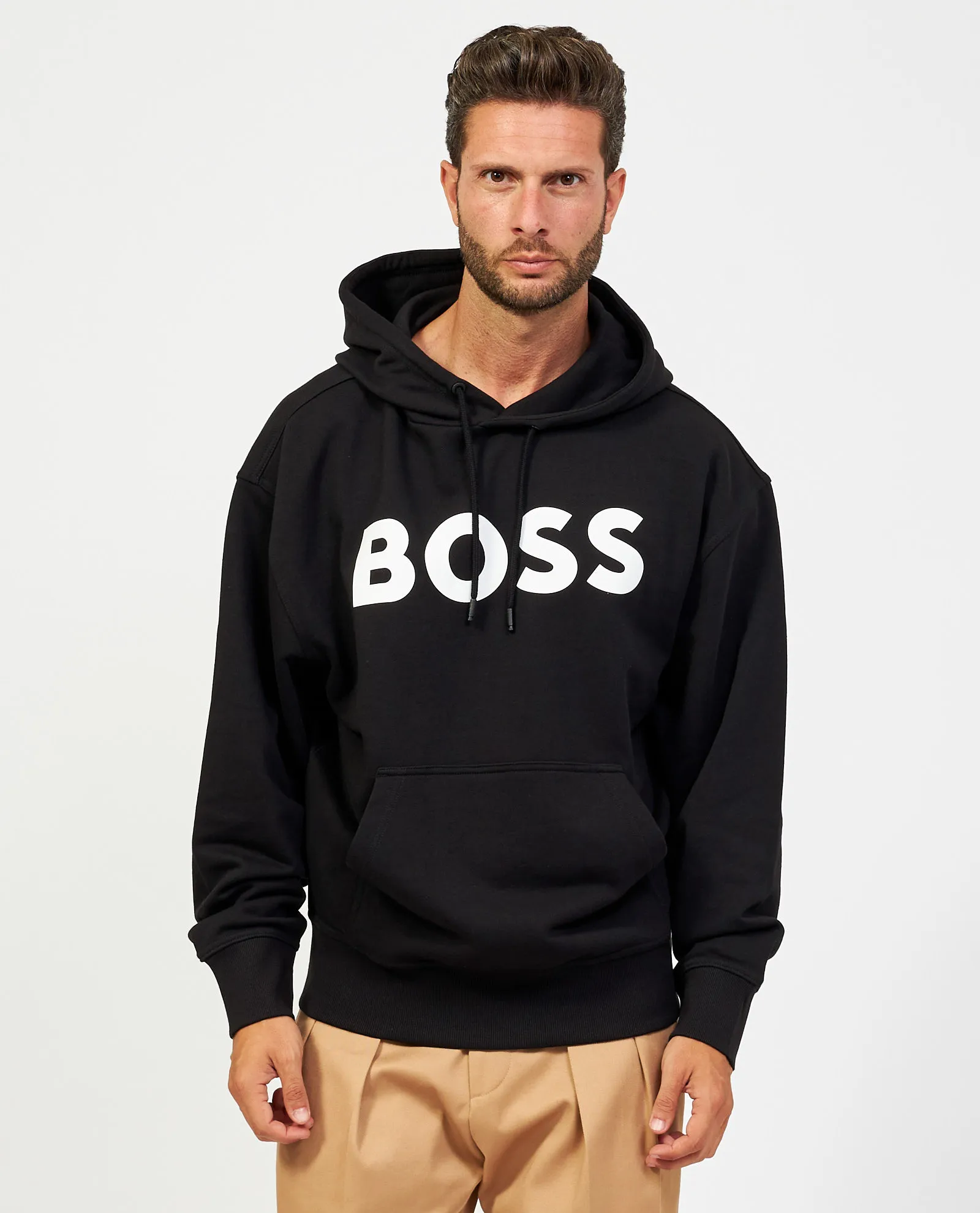 Felpa con cappuccio Boss in french terry