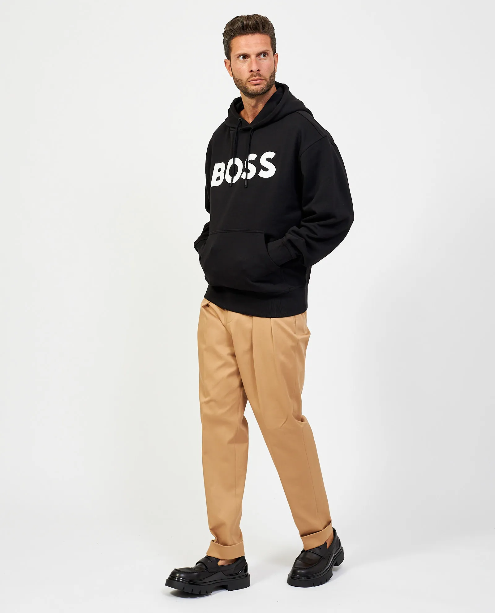 Felpa con cappuccio Boss in french terry