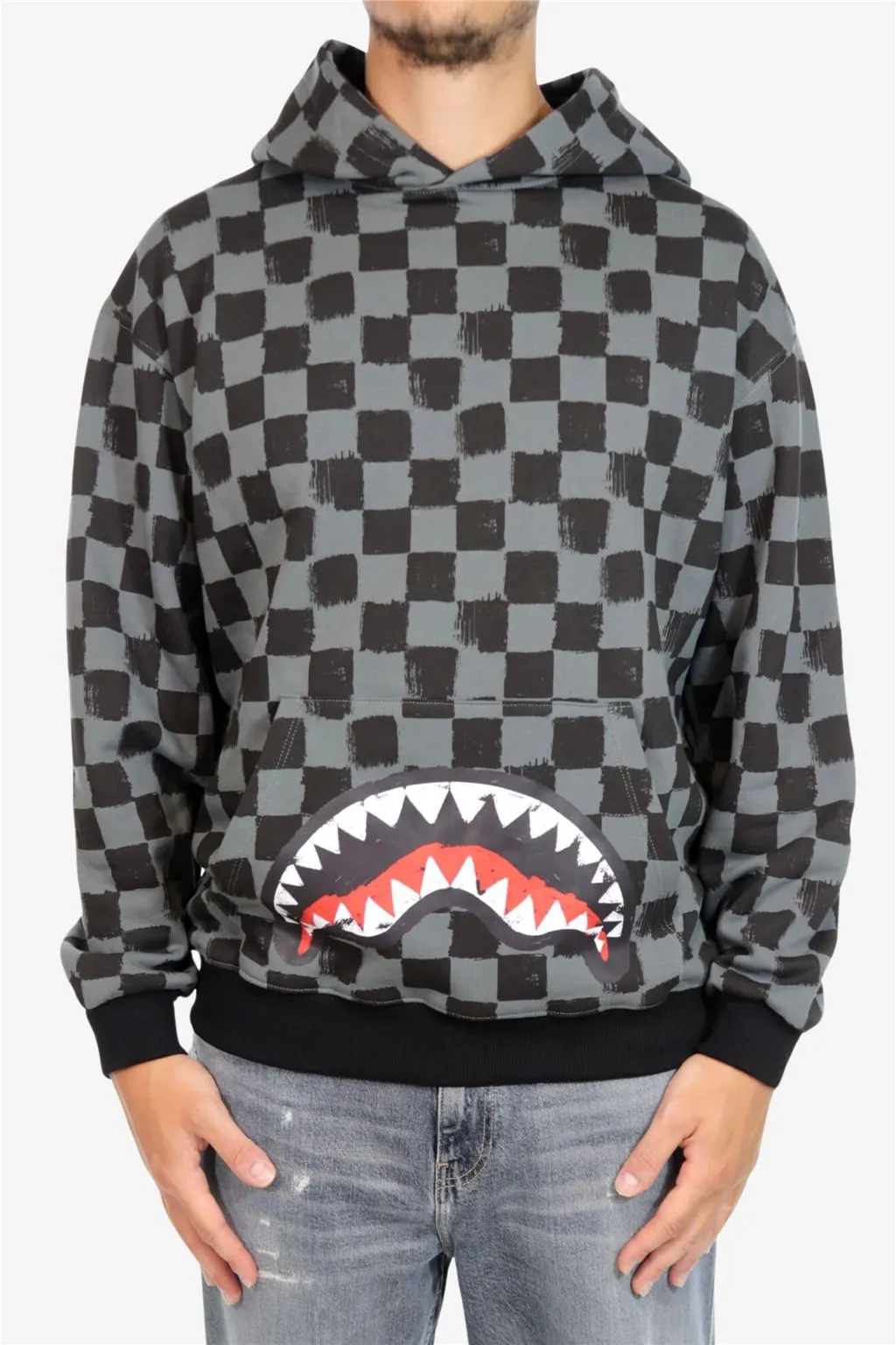 Felpa da uomo a quadri nero grigio Sprayground Sip vanquish 611