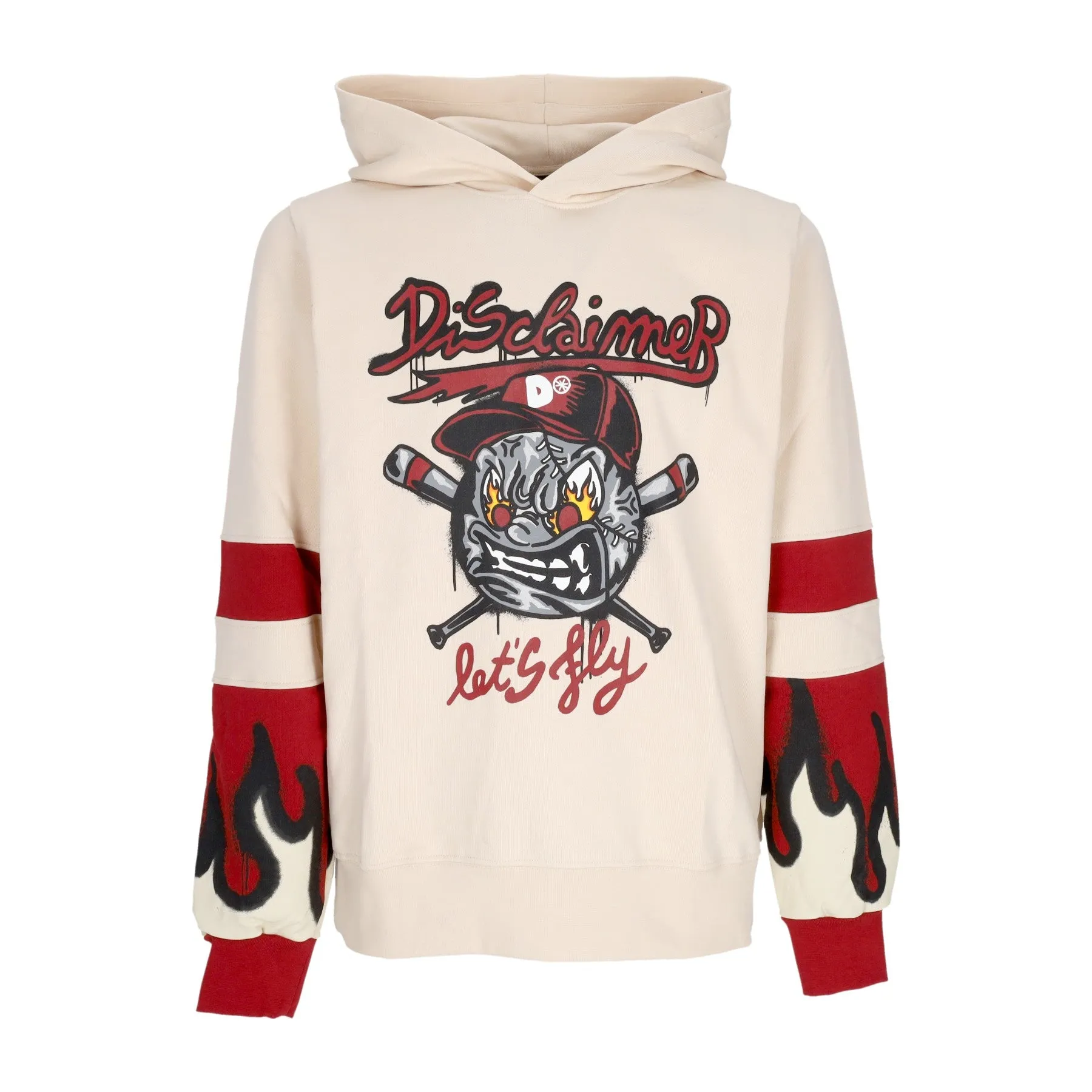 Felpa Leggera Cappuccio Uomo Baseball Hoodie Cream