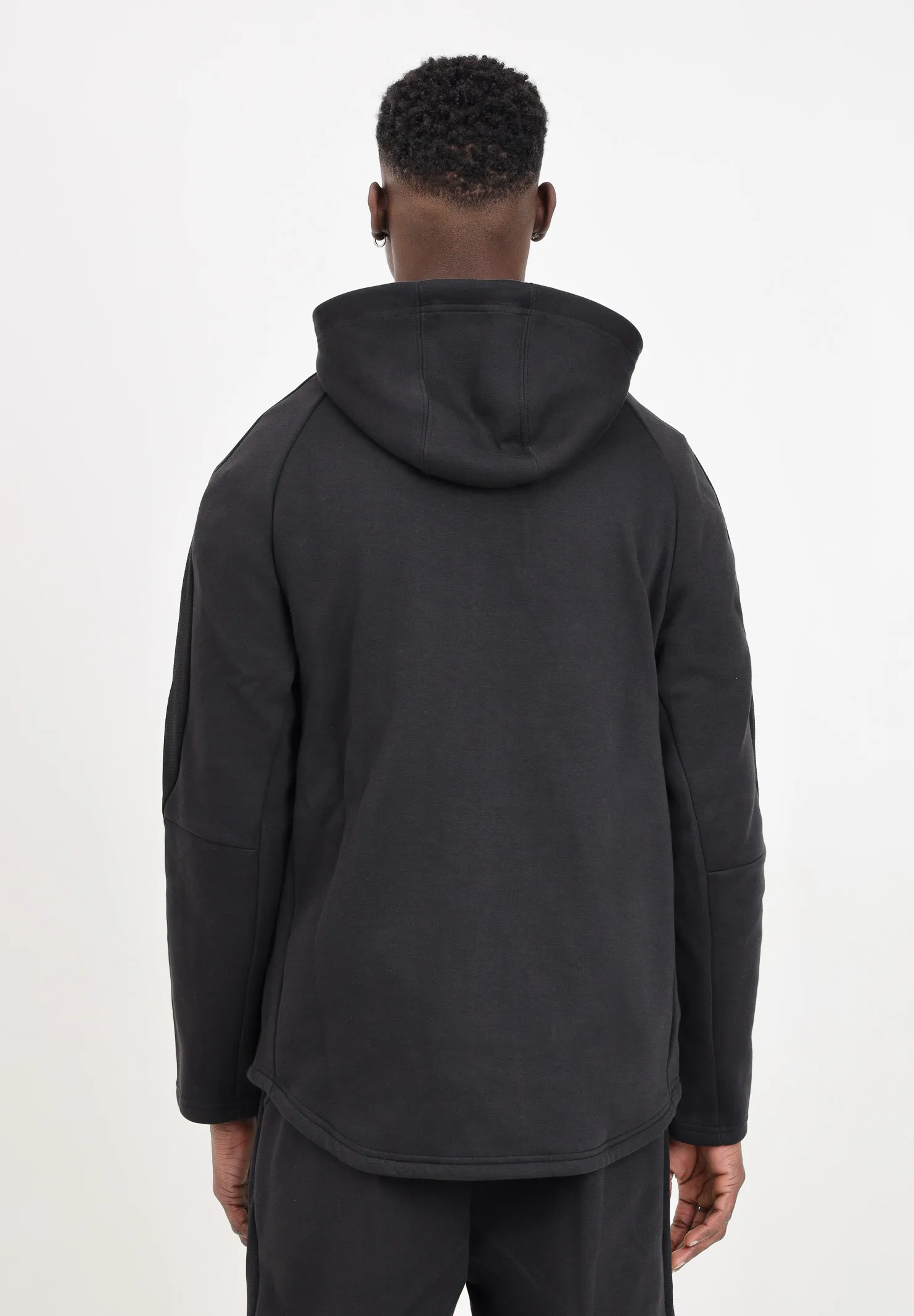 Felpa nera con zip integrale e cappuccio EVOSTRIPE da uomo