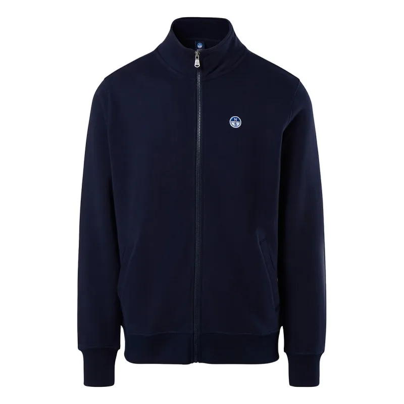 Felpa North Sails con zip integrale e patch con logo