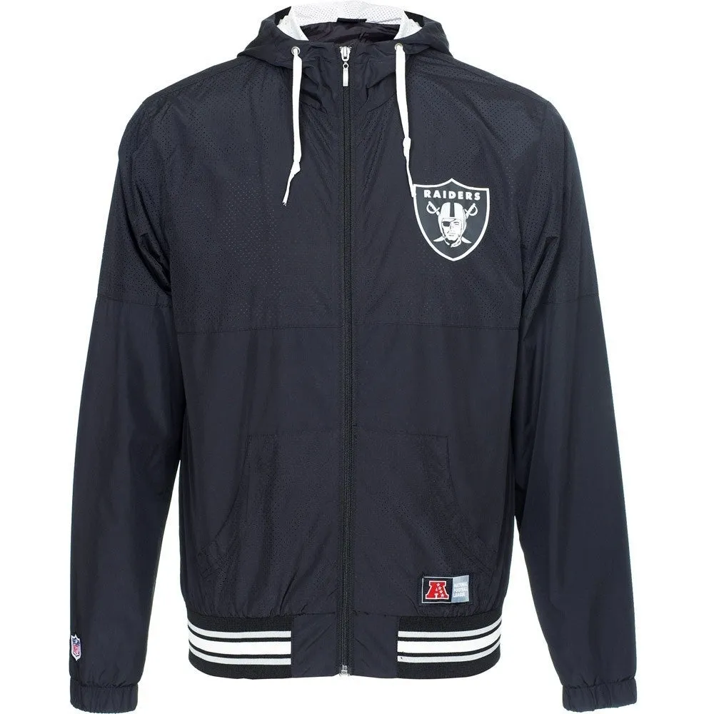 Giacca a Vento Uomo Majestic Jacket Windbreaker Perforated Nfl oakland Raiders Black Unico