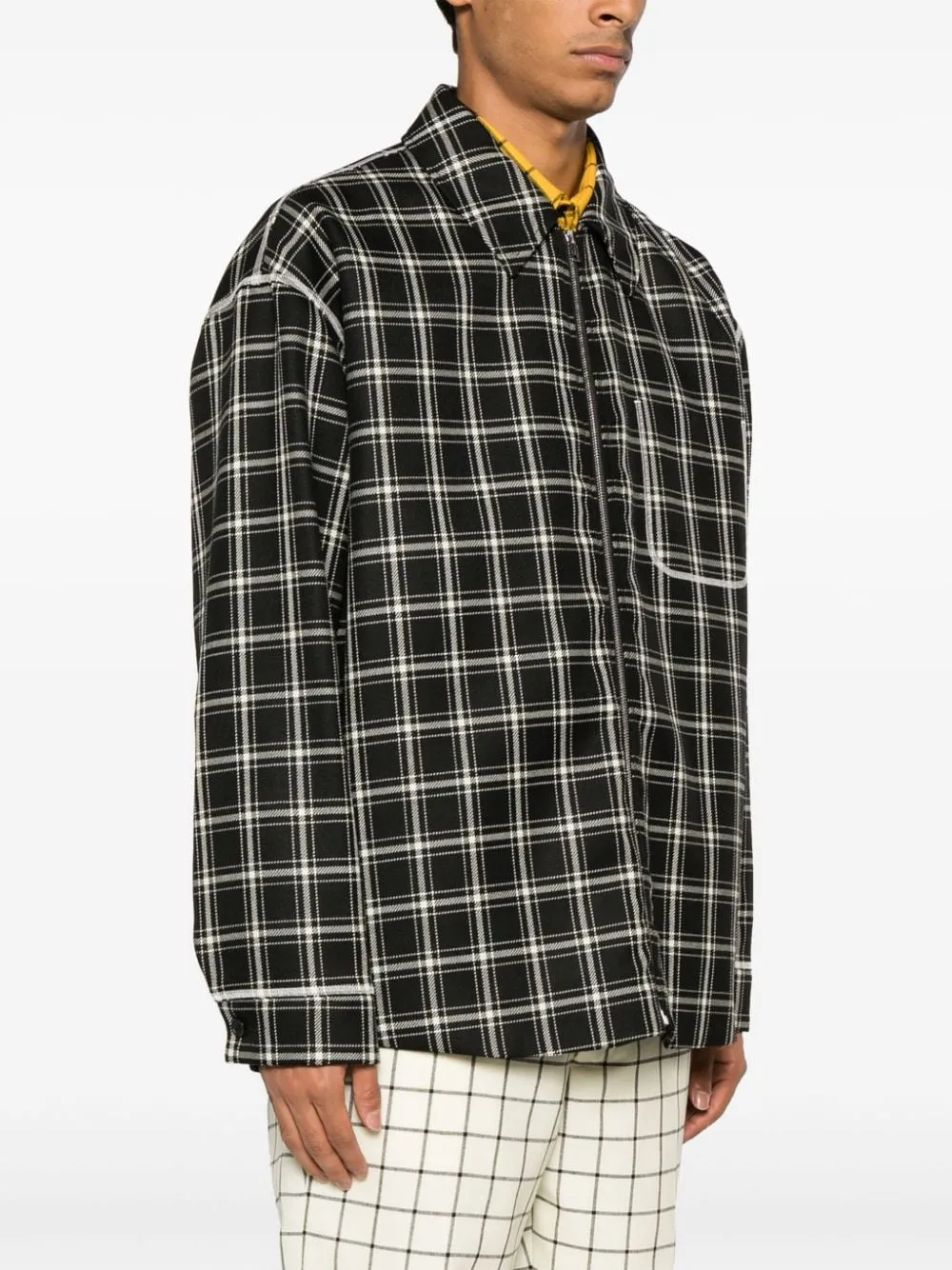 Giacca-camicia a quadri in nero - uomo
