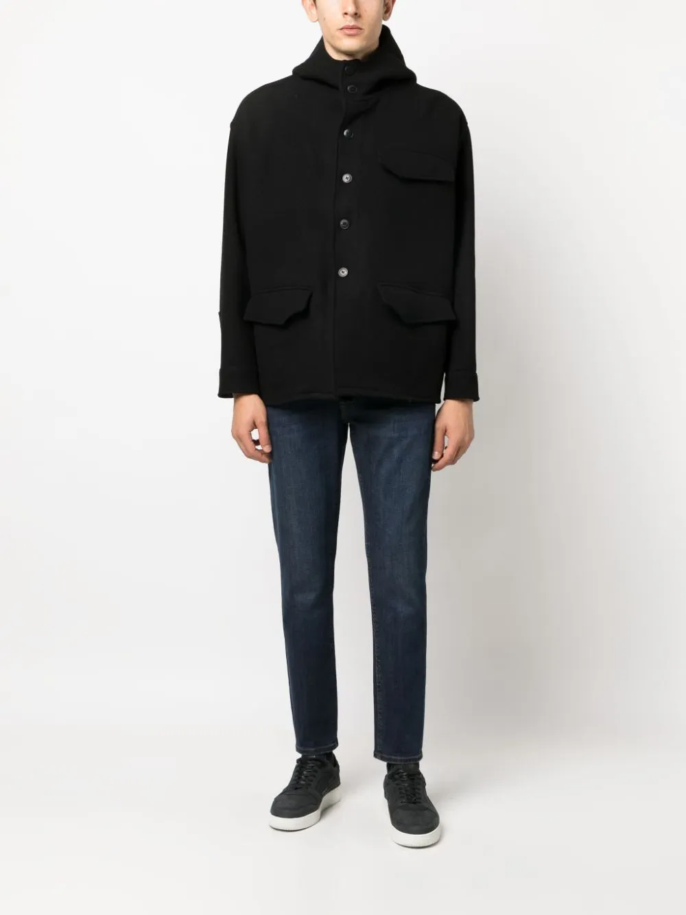 Giacca con cappuccio in nero - uomo