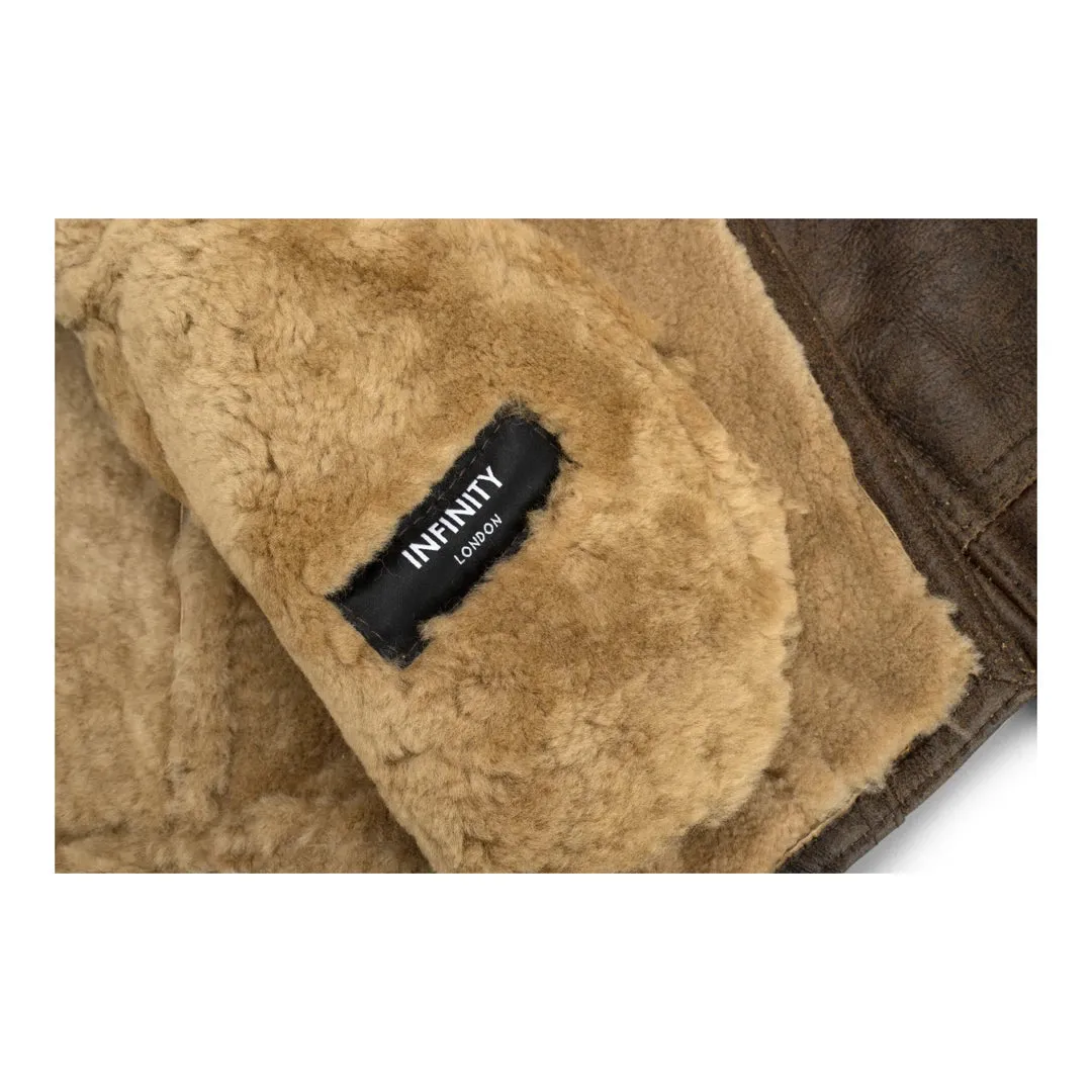Giacca da Donna in Vera Pelle Marrone di Montone stile Pilota Vintage