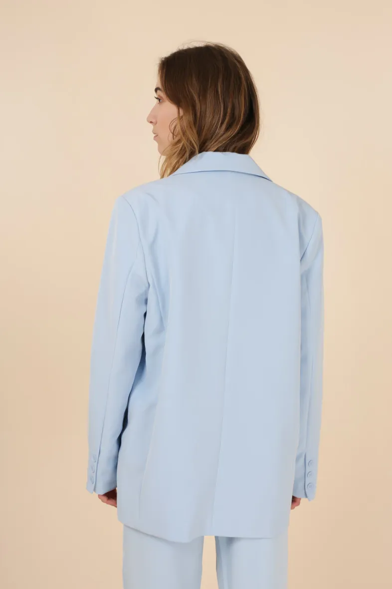 Giacca donna oversize V2205 azzurro