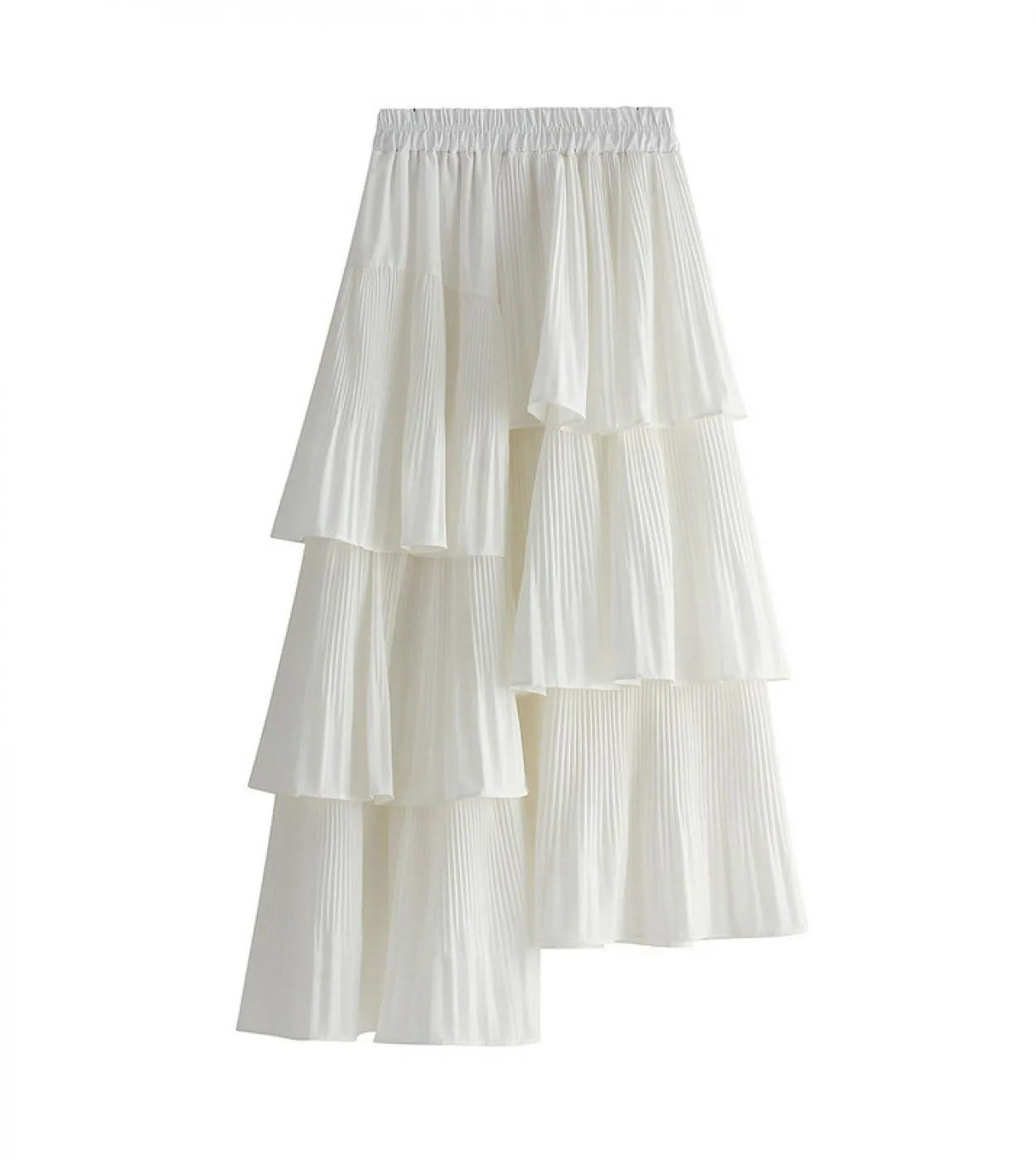 Gonna lunga midi estiva moda irregolare beige bianca donna primavera autunno casual gonne a vita alta con volant a vita alta fem