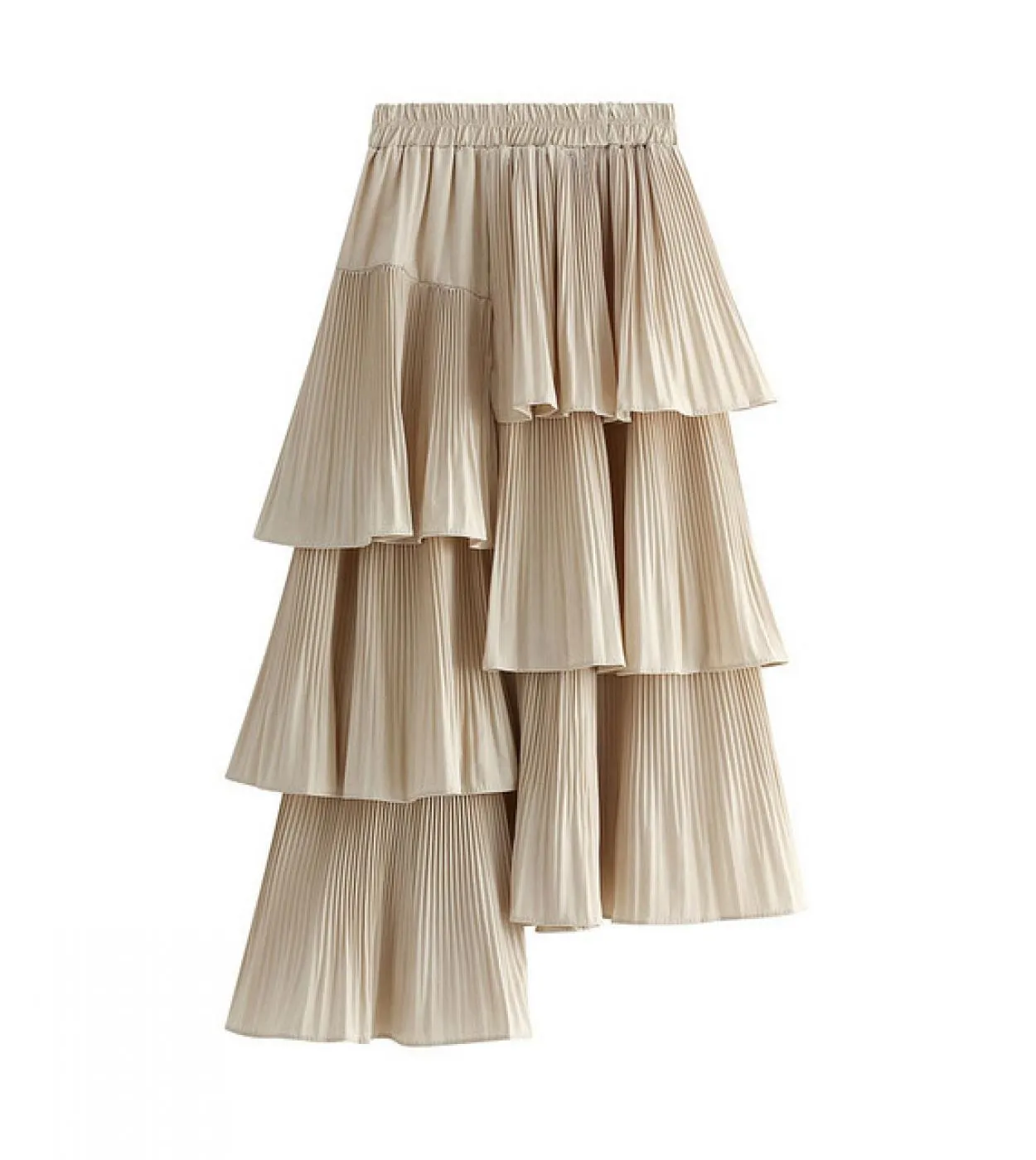 Gonna lunga midi estiva moda irregolare beige bianca donna primavera autunno casual gonne a vita alta con volant a vita alta fem