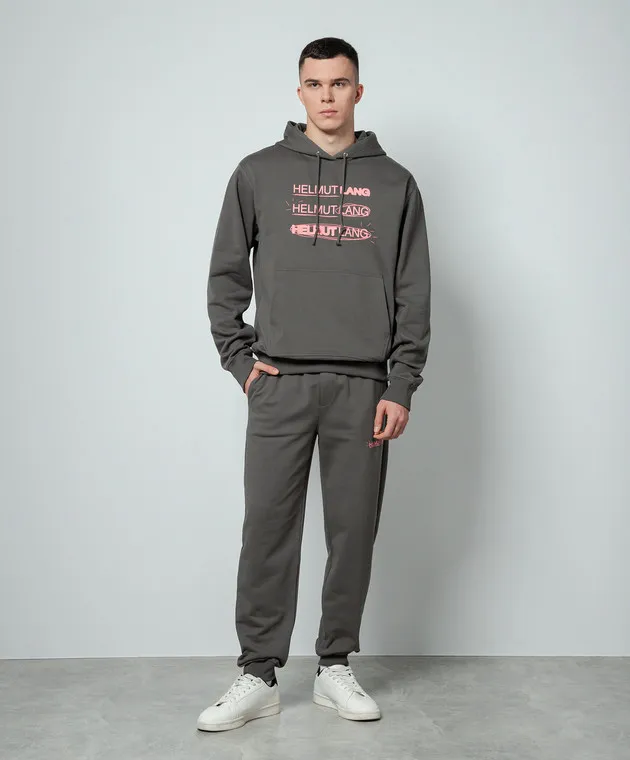 Helmut Lang Joggers grigi con stampa logo N09HM210