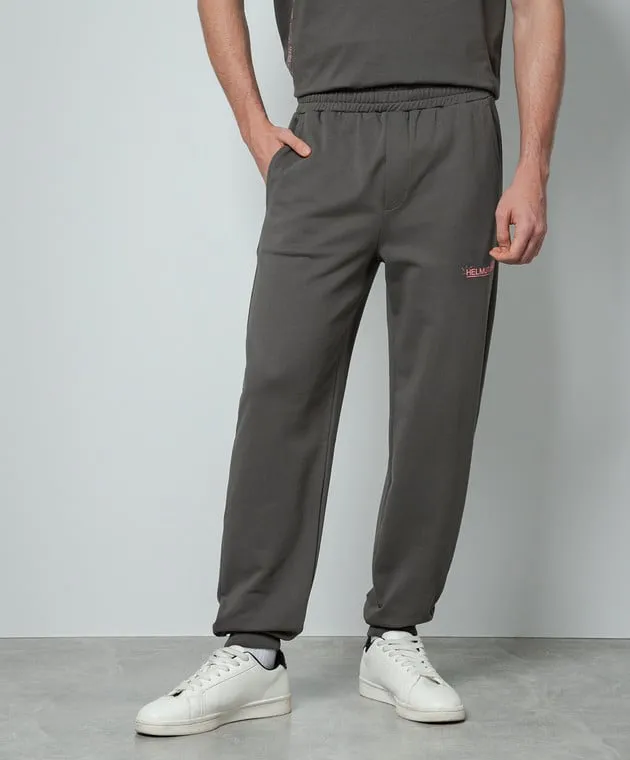 Helmut Lang Joggers grigi con stampa logo N09HM210