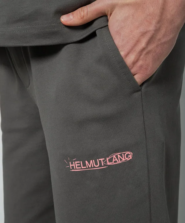 Helmut Lang Joggers grigi con stampa logo N09HM210