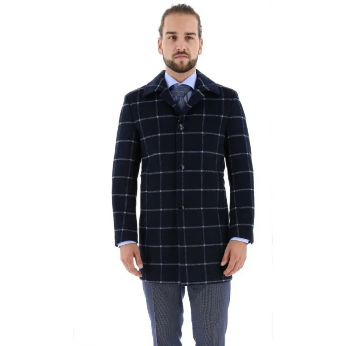 Henk ter Horst Cappotto invernale a quadri navy