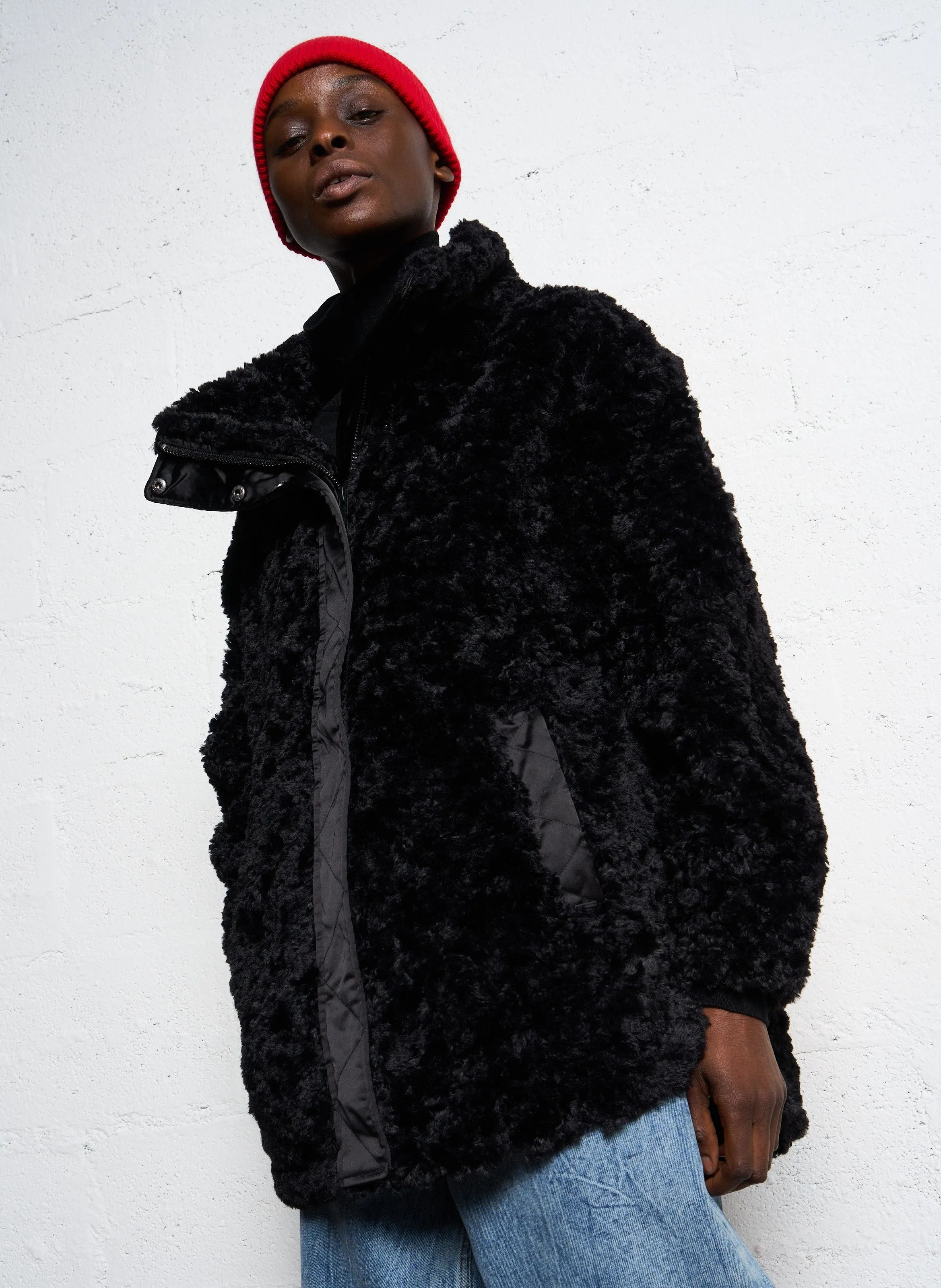  IKKS   Cappotto dritto in sherpa | Nero