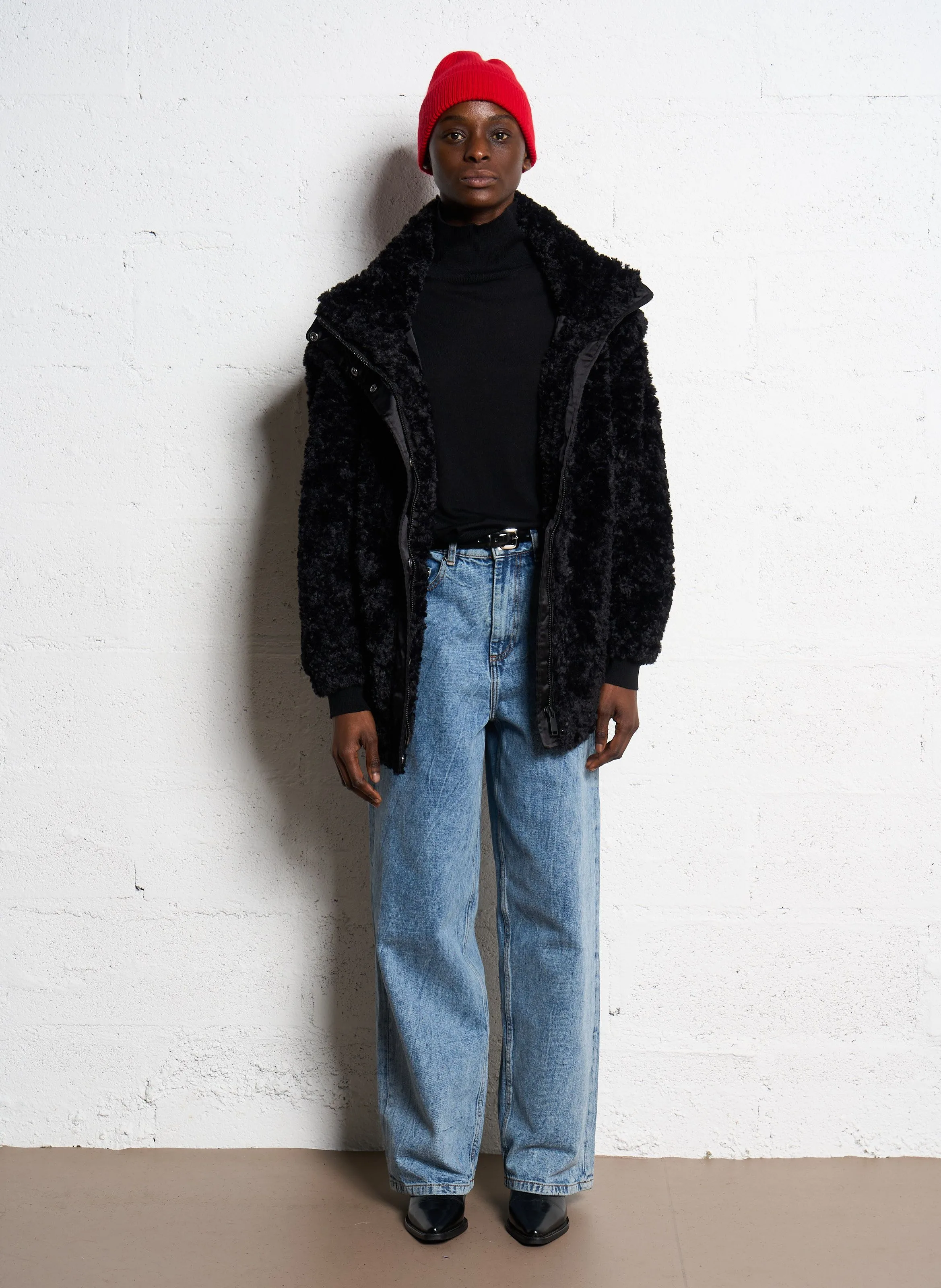  IKKS   Cappotto dritto in sherpa | Nero
