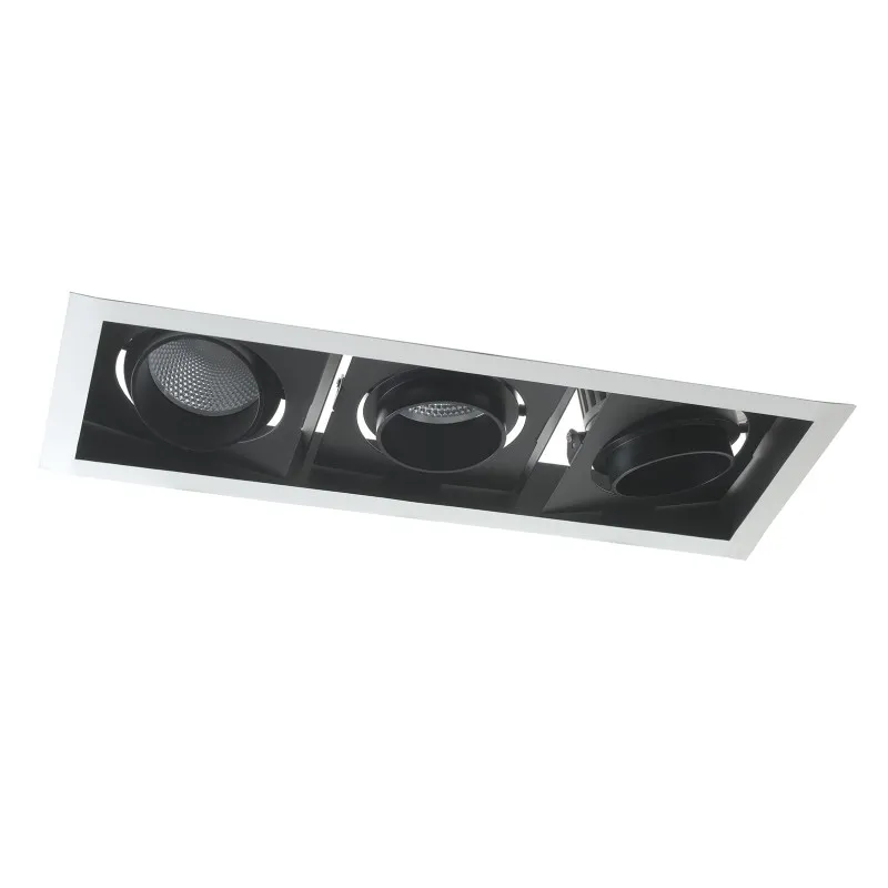 Incasso LED nero in alluminio 3x20w 6000lm 3000k orientabile 40,2x15x7,7cm