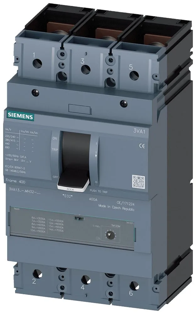 Interruttore magnetotermico scatolato 3VA1325-5MH32-0AA0, 3, 250A, 690V, potere di interruzione 55 kA, Fissa