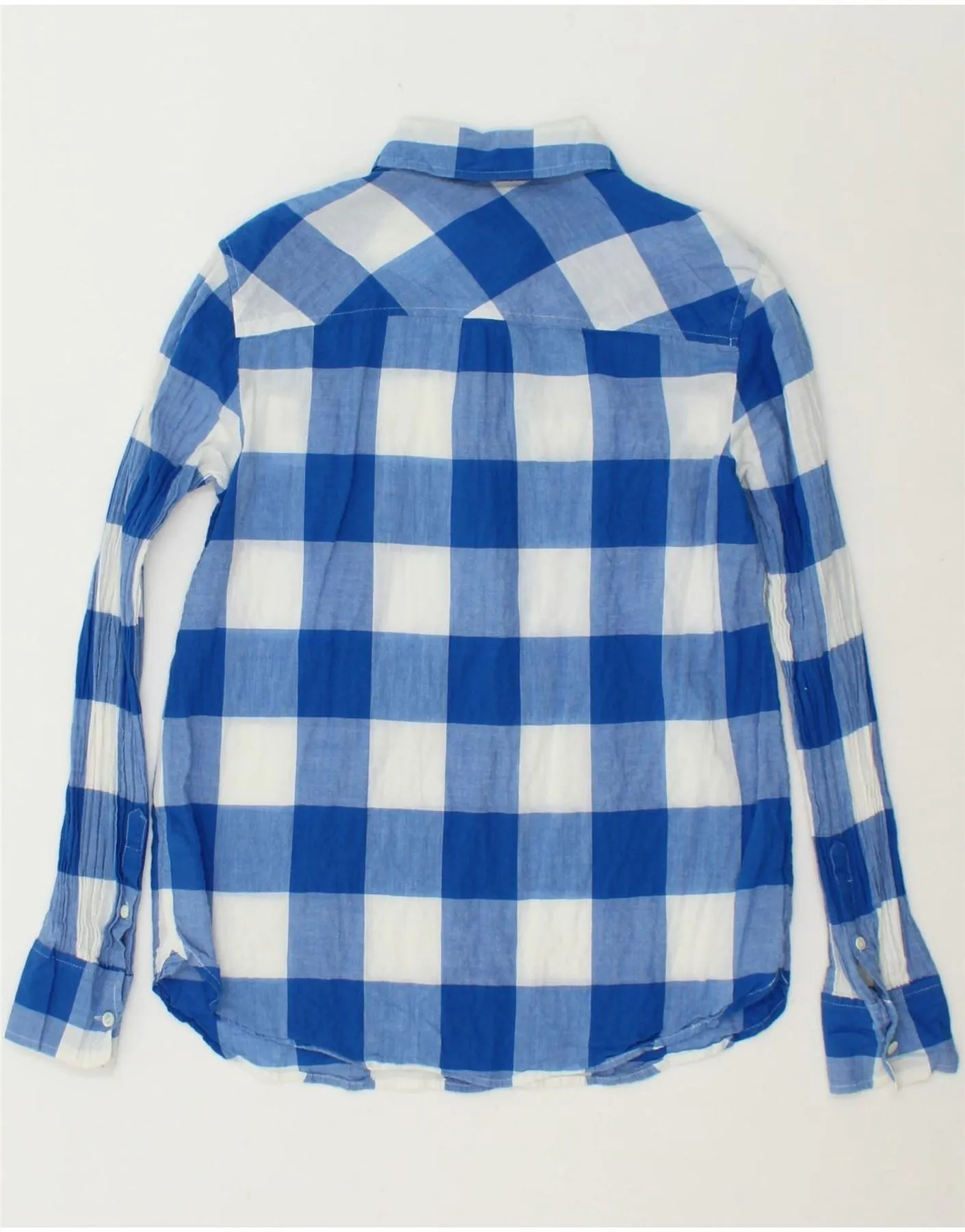 J. CREW Womens Pullover Shirt US 2 XS Blue Gingham Cotton