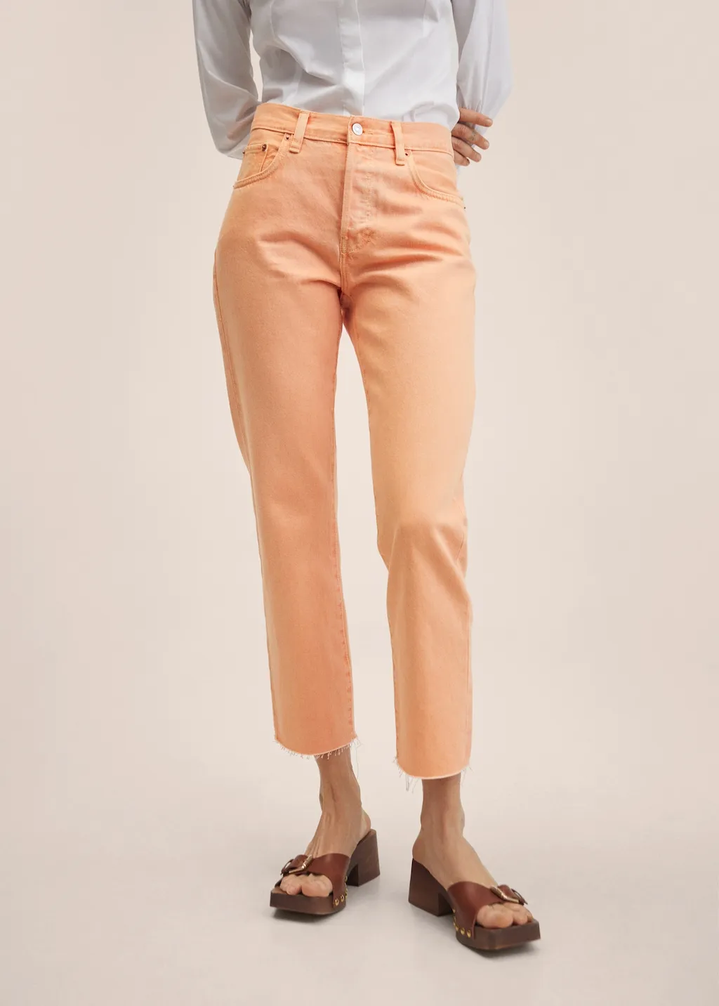Jeans diritti vita alta crop
