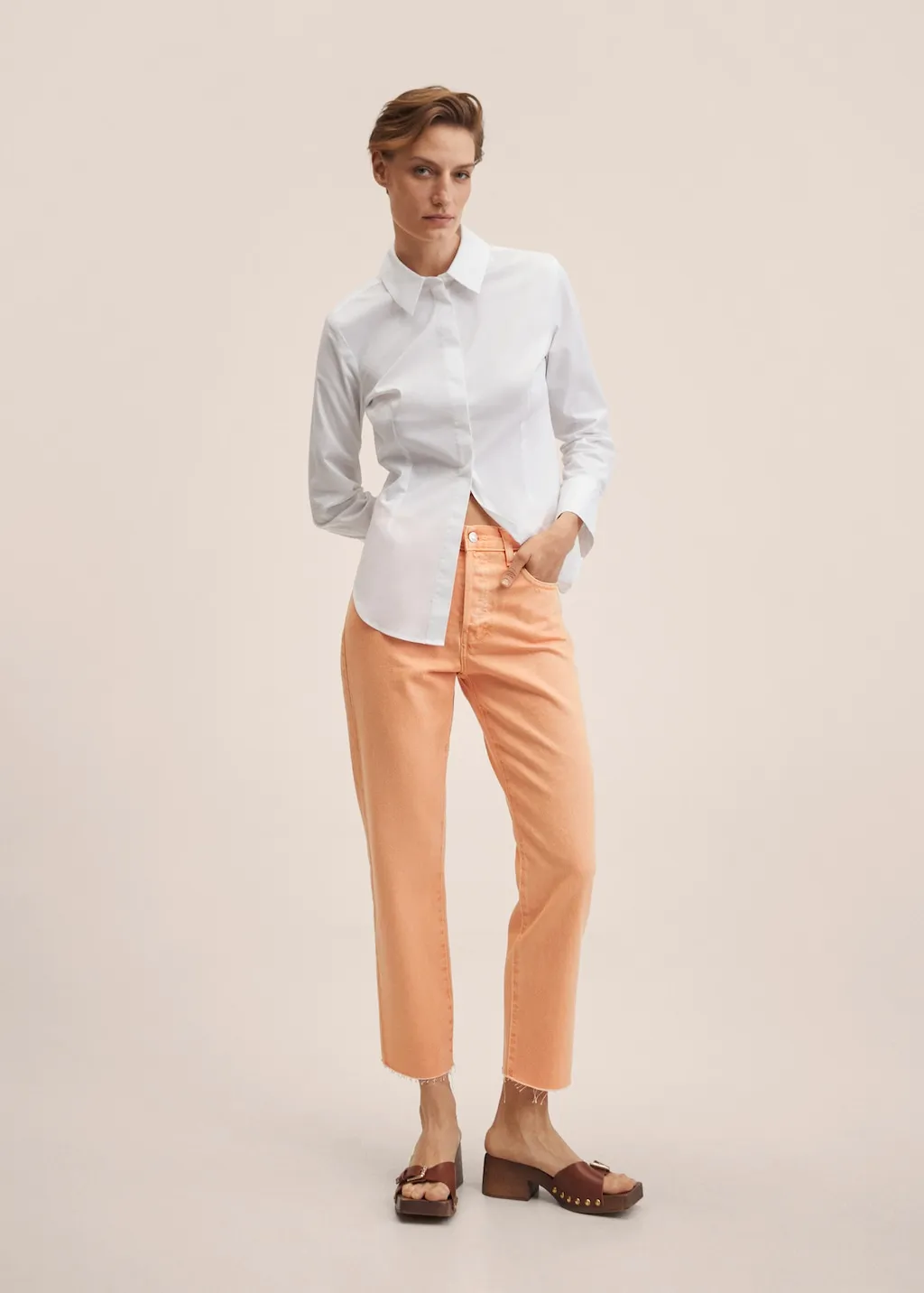 Jeans diritti vita alta crop