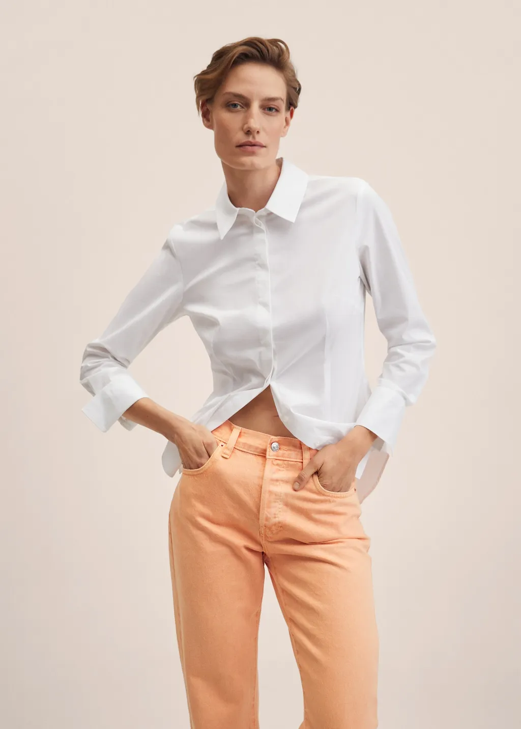 Jeans diritti vita alta crop