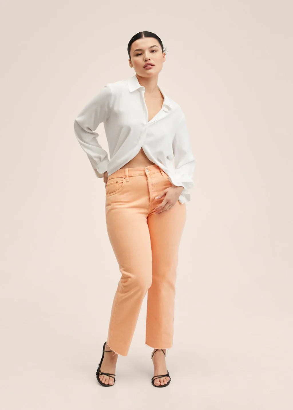 Jeans diritti vita alta crop