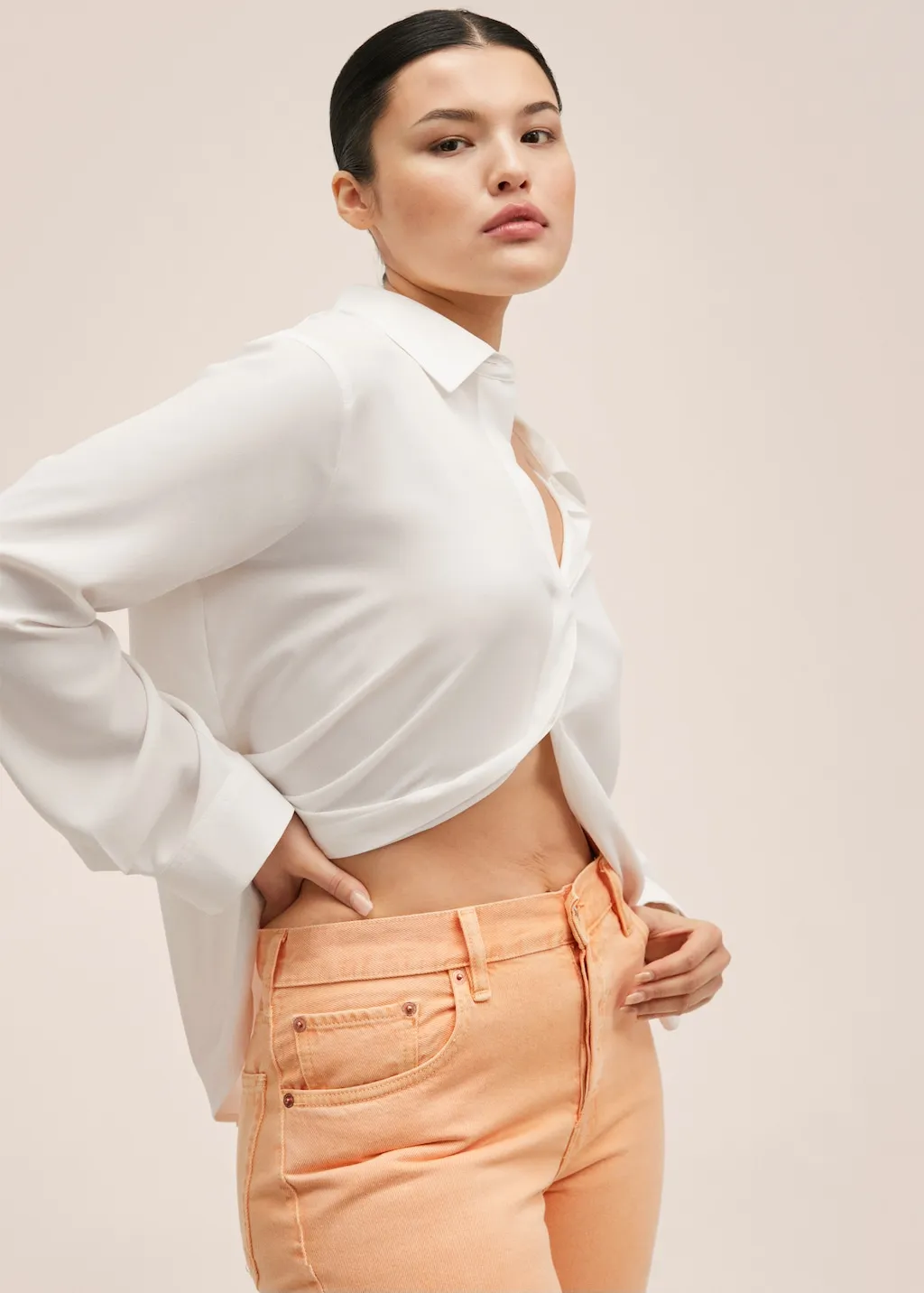 Jeans diritti vita alta crop