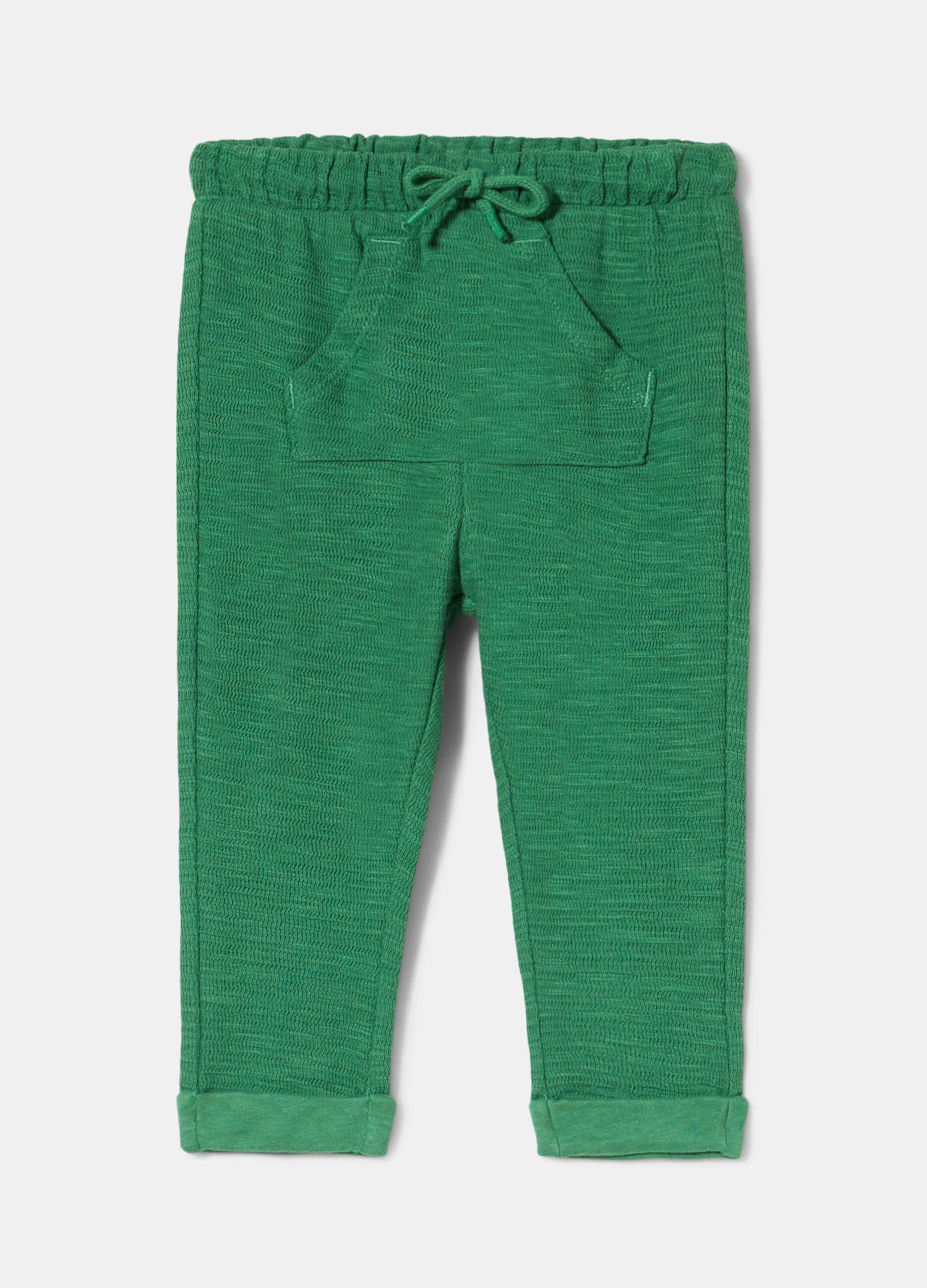 Joggers in cotone con tasca a marsupio neonato