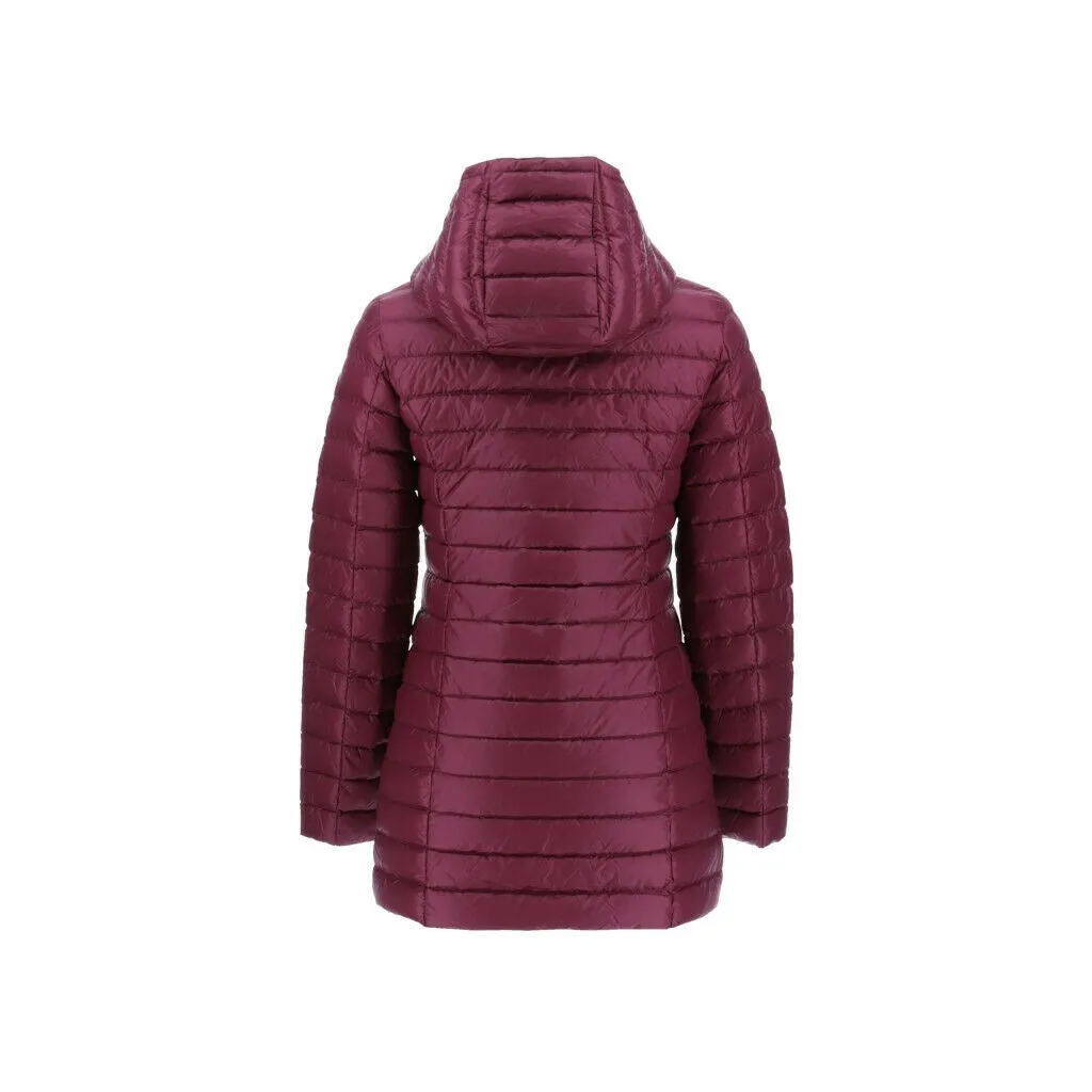 JOTT piumino lungo donna melanzana con bottoni imbottitura 90% piumino 10% piuma mod NOUR
