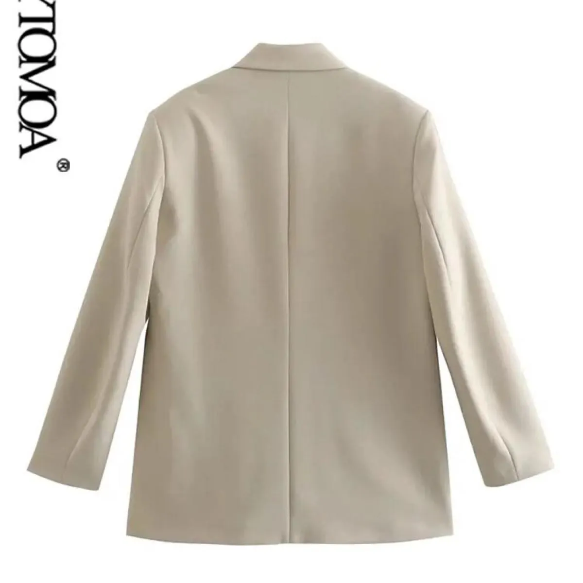 Kpytomoa Cappotto blazer aderente doppio petto moda donna Tasche maniche lunghe vintage Capispalla femminile Chic Veste