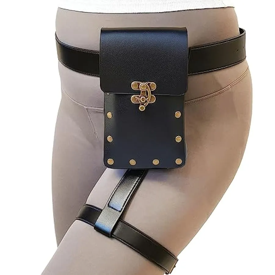 Larswon Borsa da gamba, borsa rinascimentale borsa imbracatura da gamba borsa da cintura in pelle sintetica per le donne Hip bag