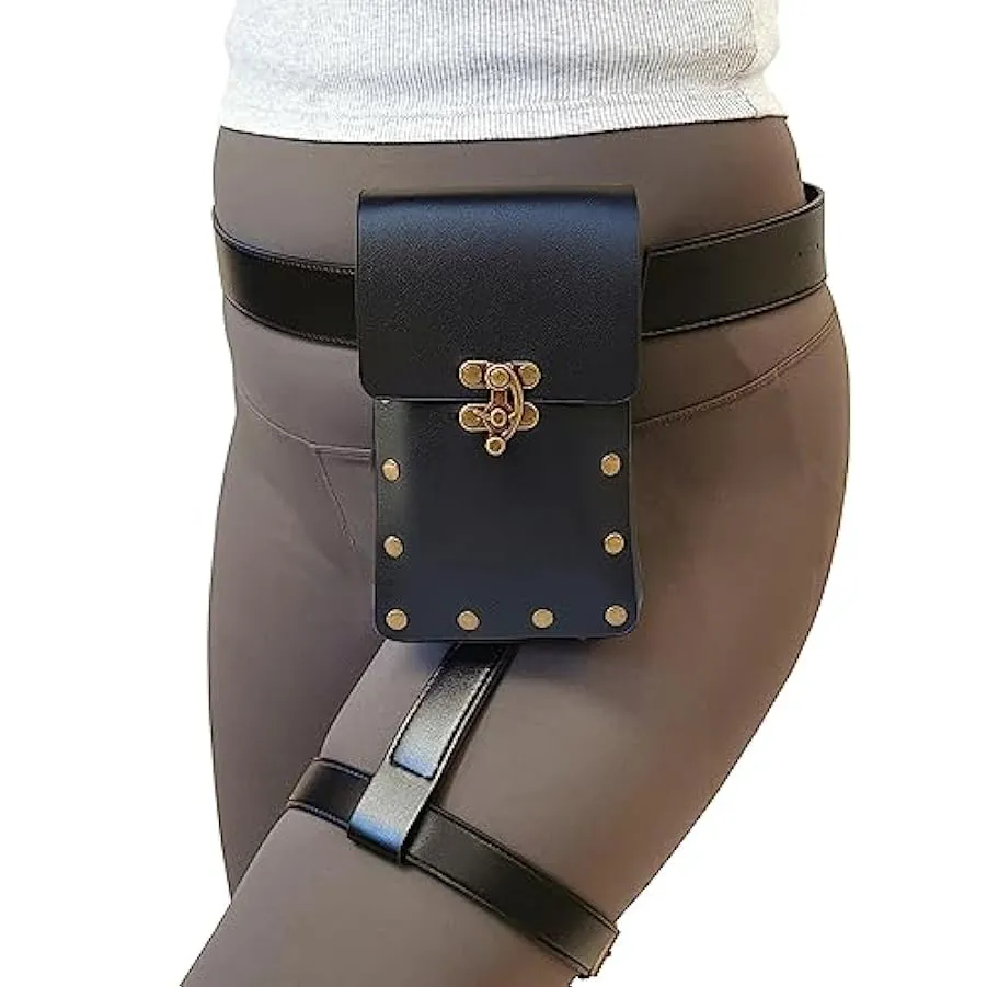 Larswon Borsa da gamba, borsa rinascimentale borsa imbracatura da gamba borsa da cintura in pelle sintetica per le donne Hip bag